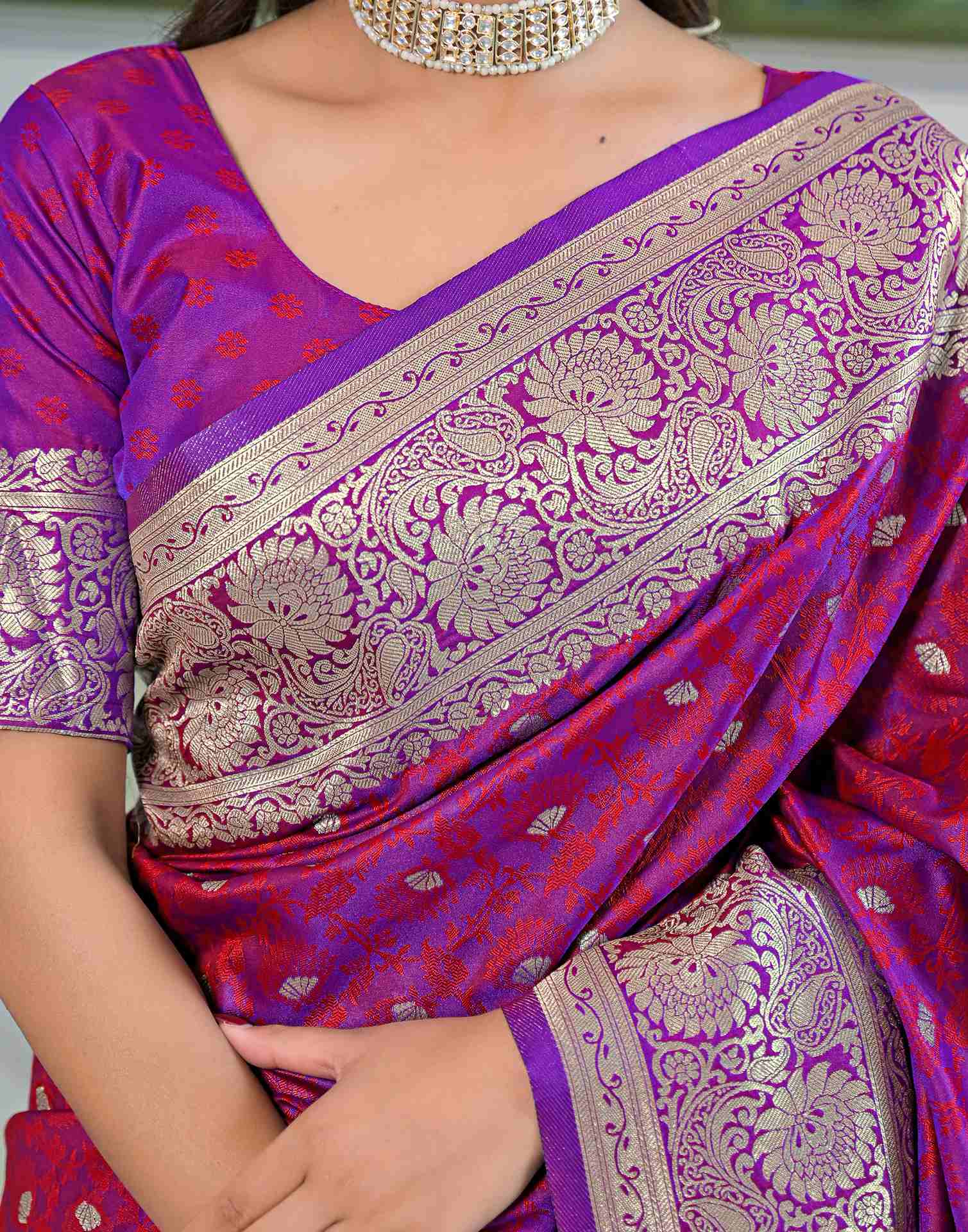 Purple Silk Woven Banarasi Saree