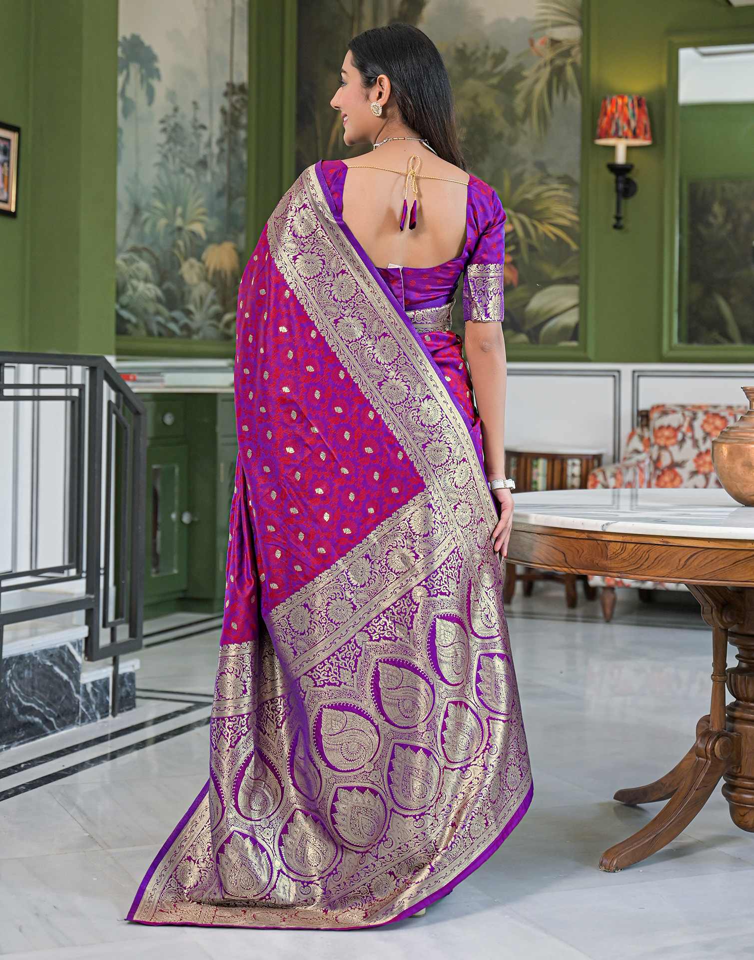 Purple Silk Woven Banarasi Saree