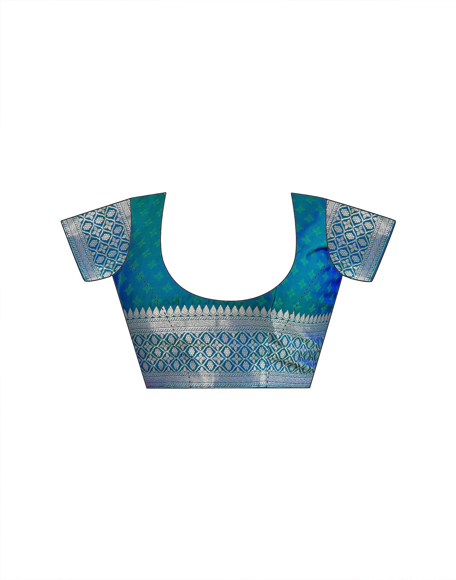 Teal Blue Silk Woven Banarasi Saree