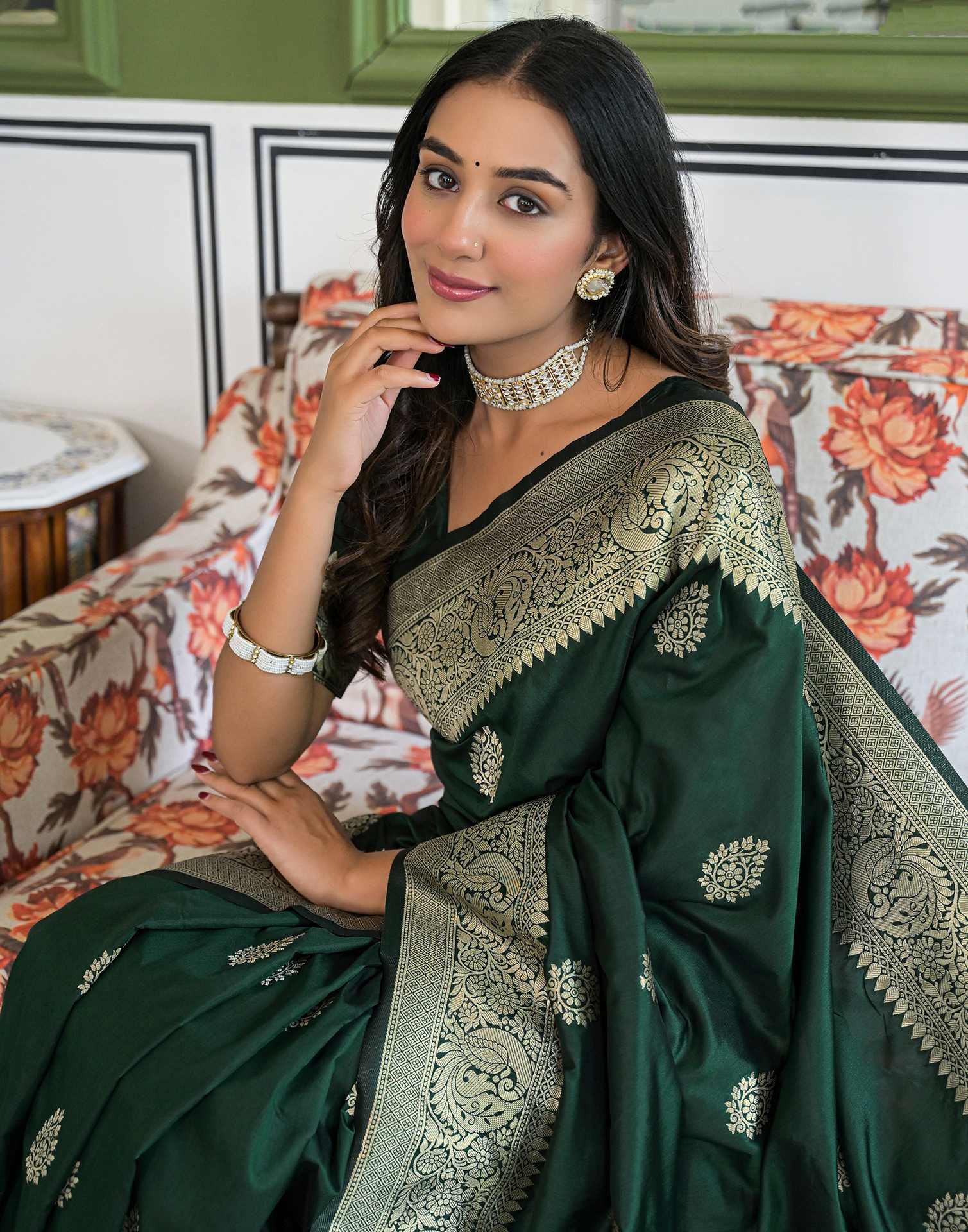 Green Silk Woven Banarasi Saree