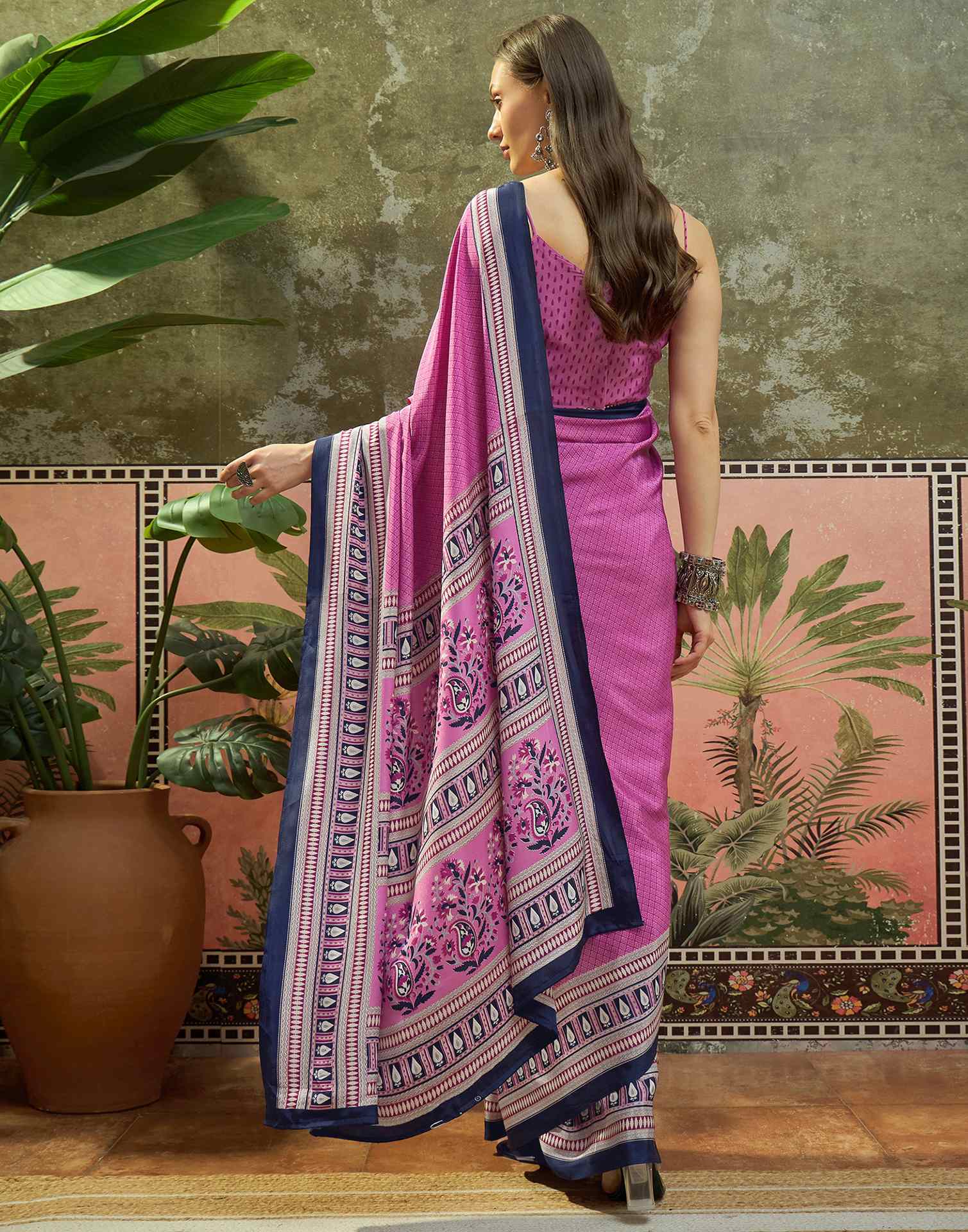 Light Purple Crepe Silk Printed Saree