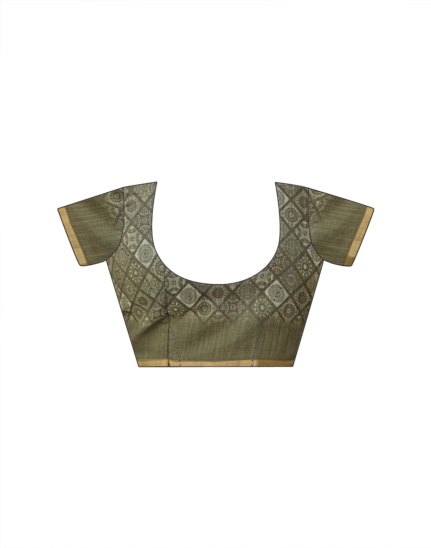 Dusty Green Linen Floral Printed Saree
