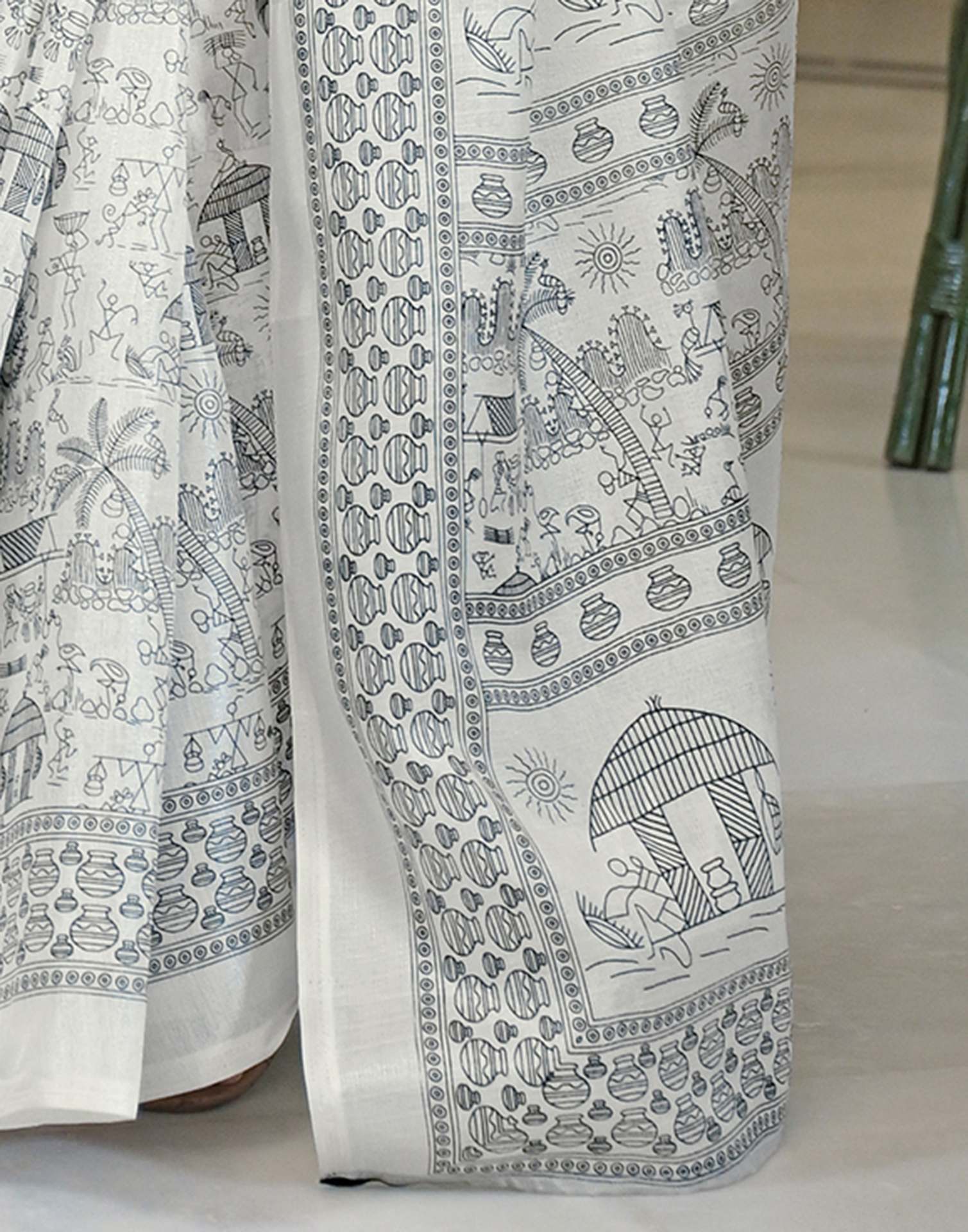 Off White Khadi Warli Printed Saree