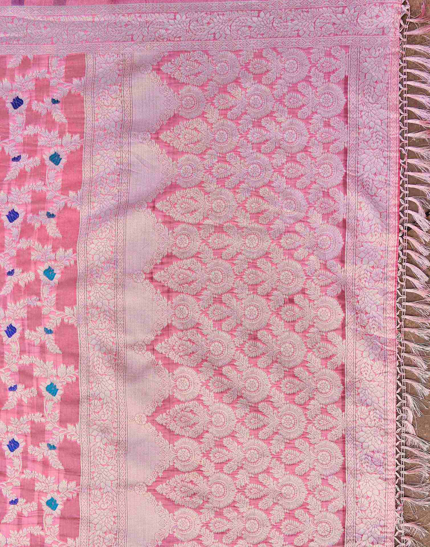 Light Pink Chanderi Woven Saree