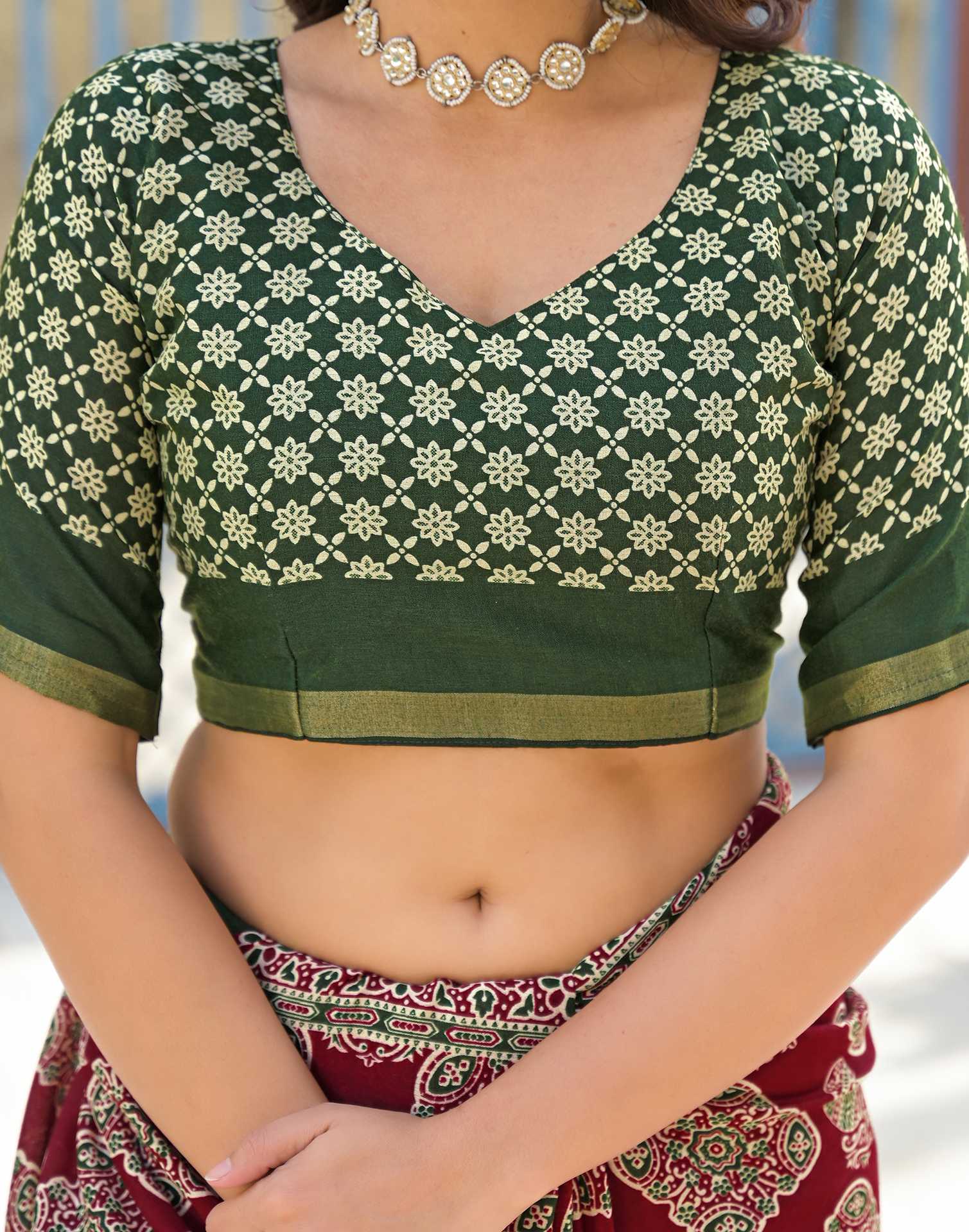 Maroon Silk Printed Saree