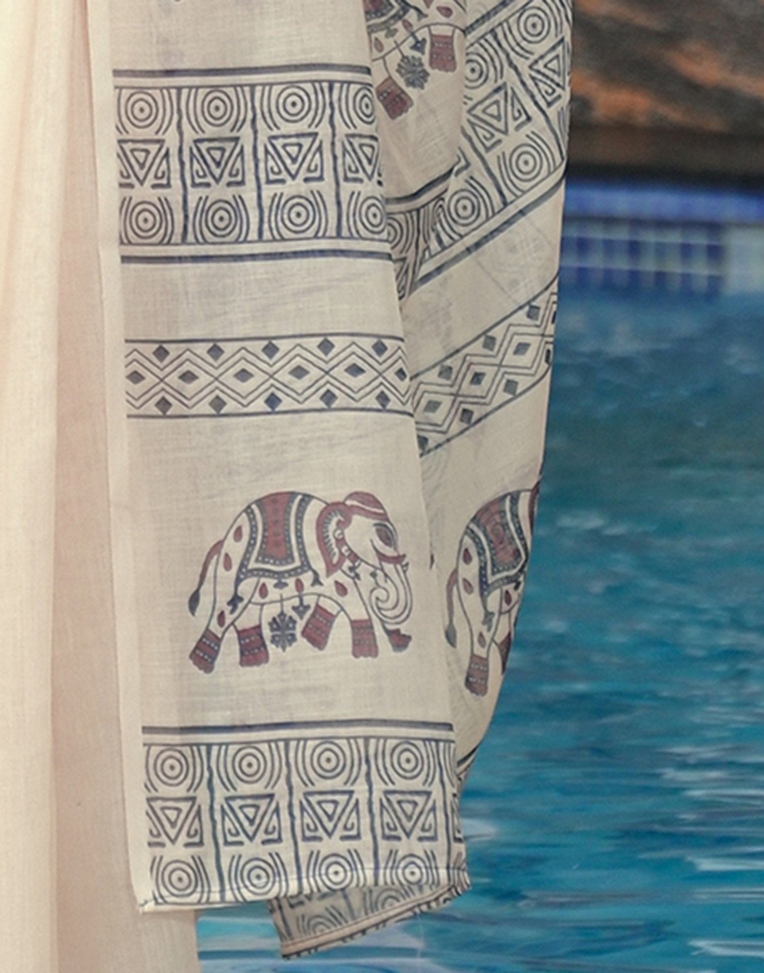 Beige Linen Printed Saree