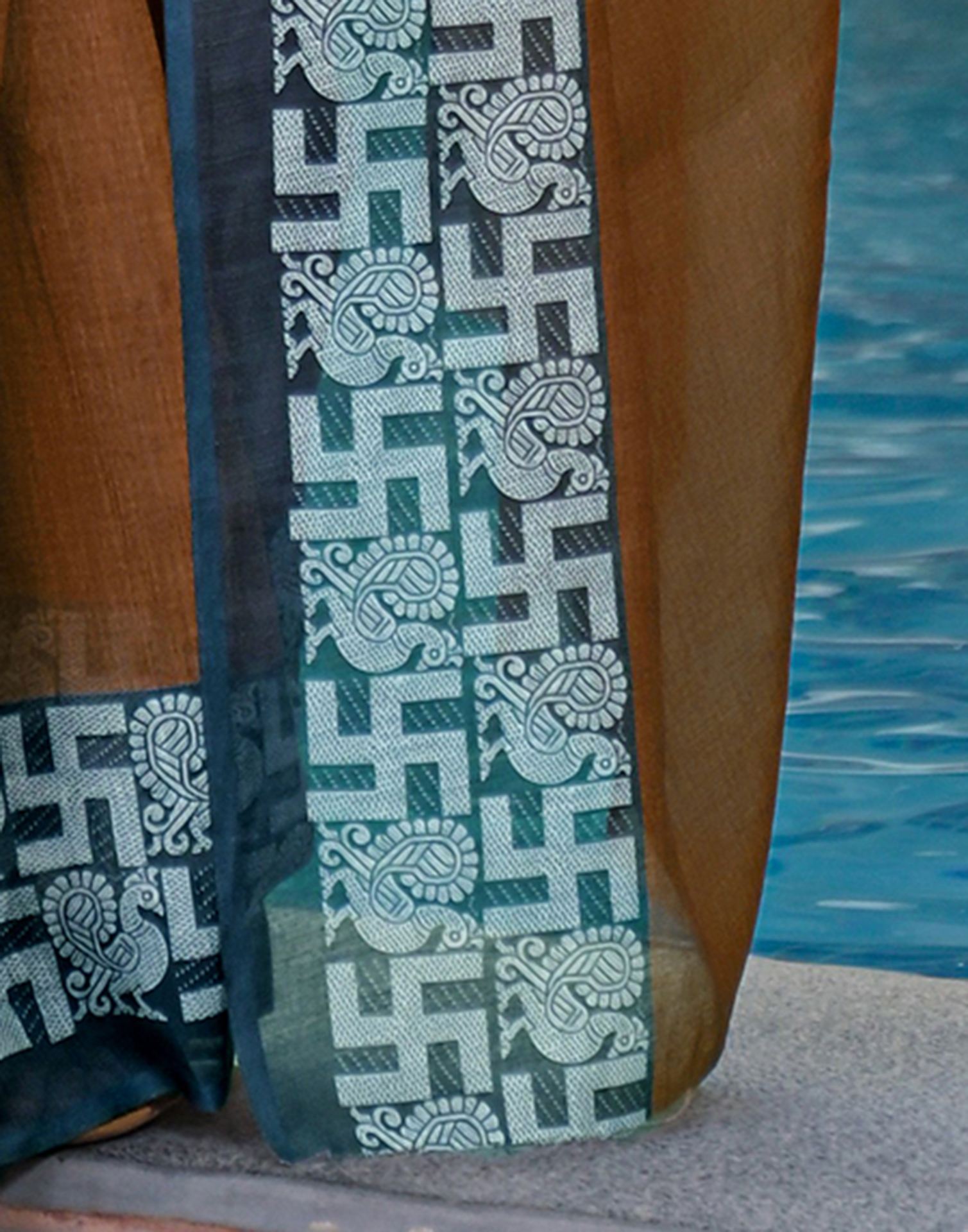 Brown Linen Printed Saree