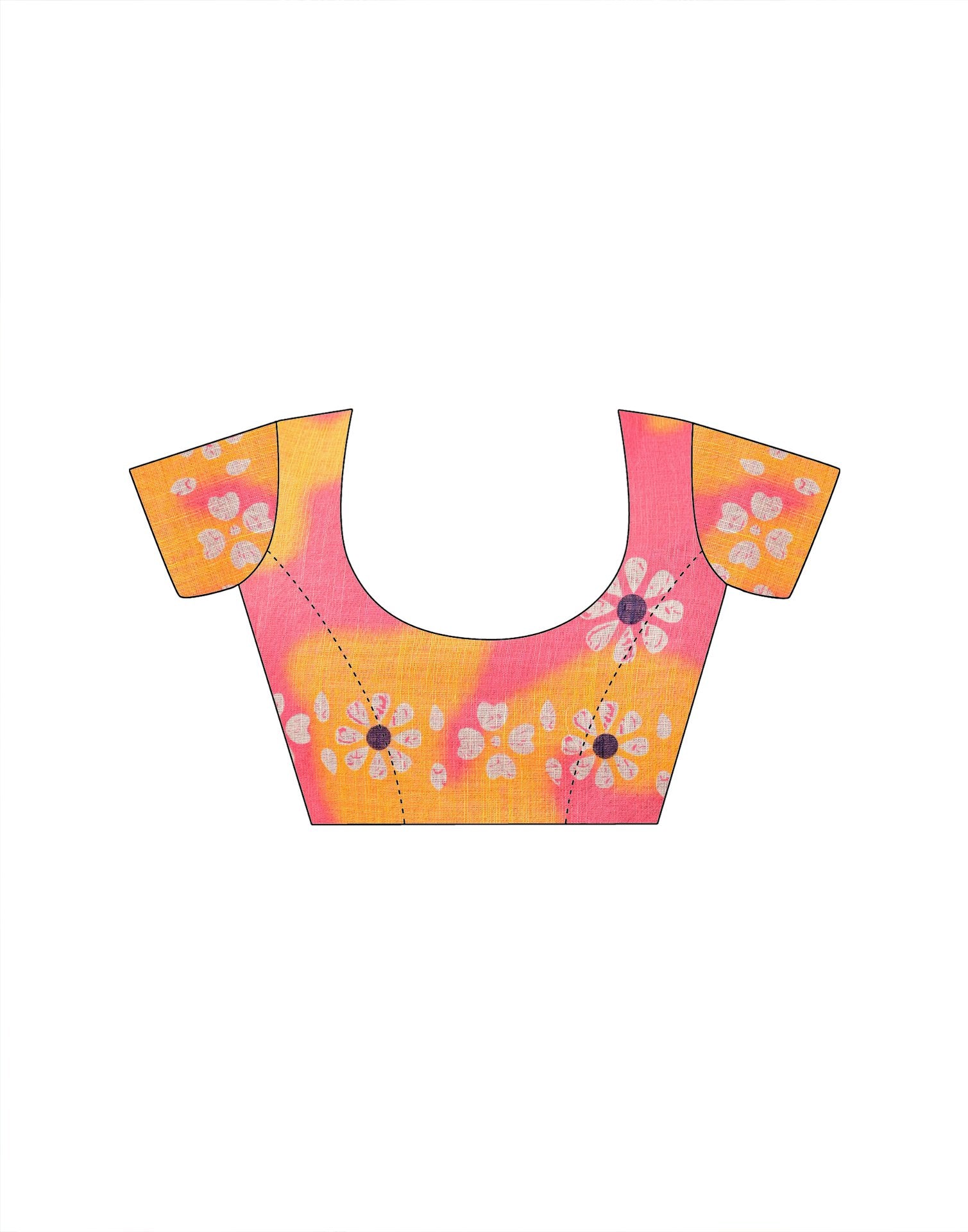 Cream Linen Printed Saree