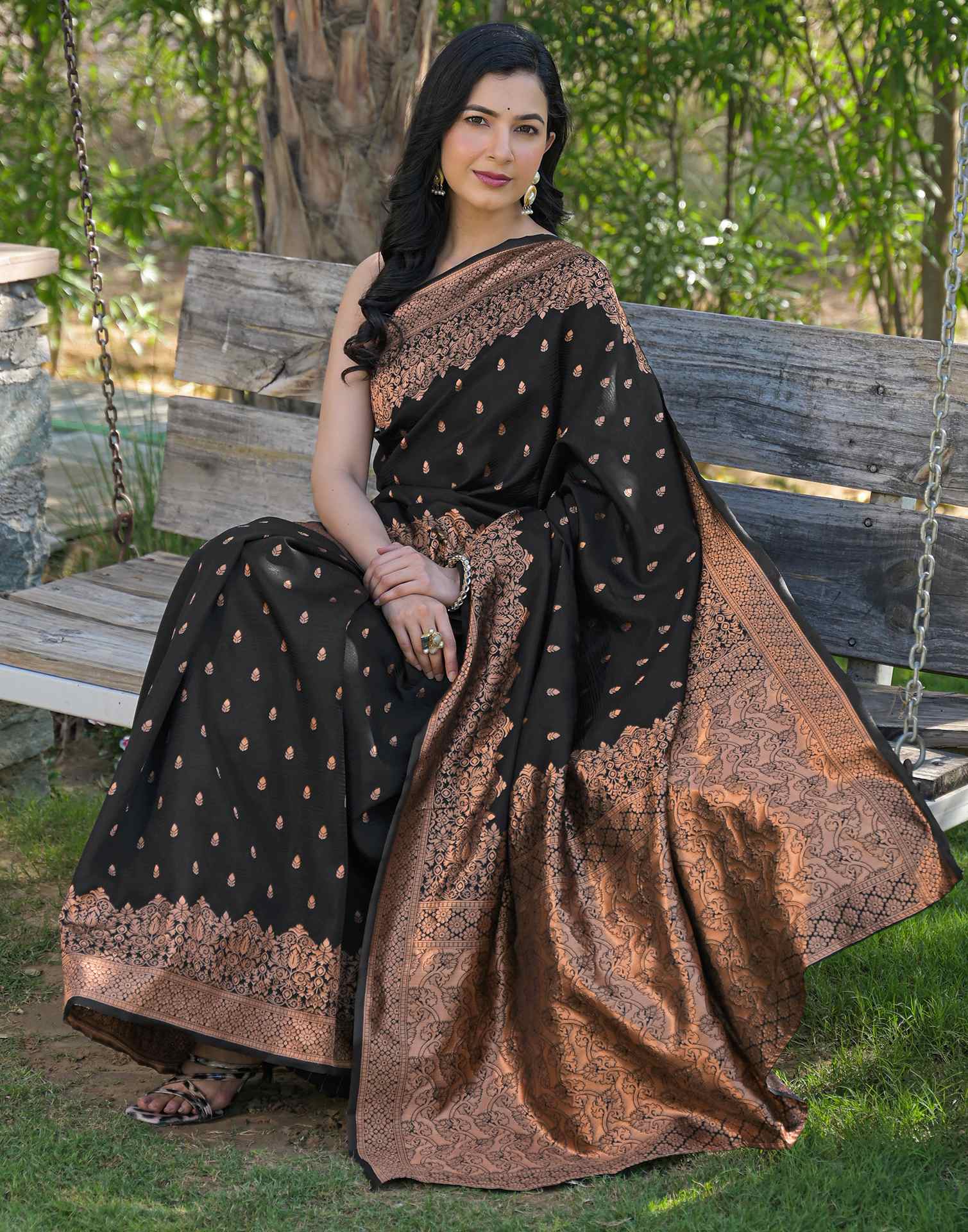Black Silk Woven Banarasi Saree