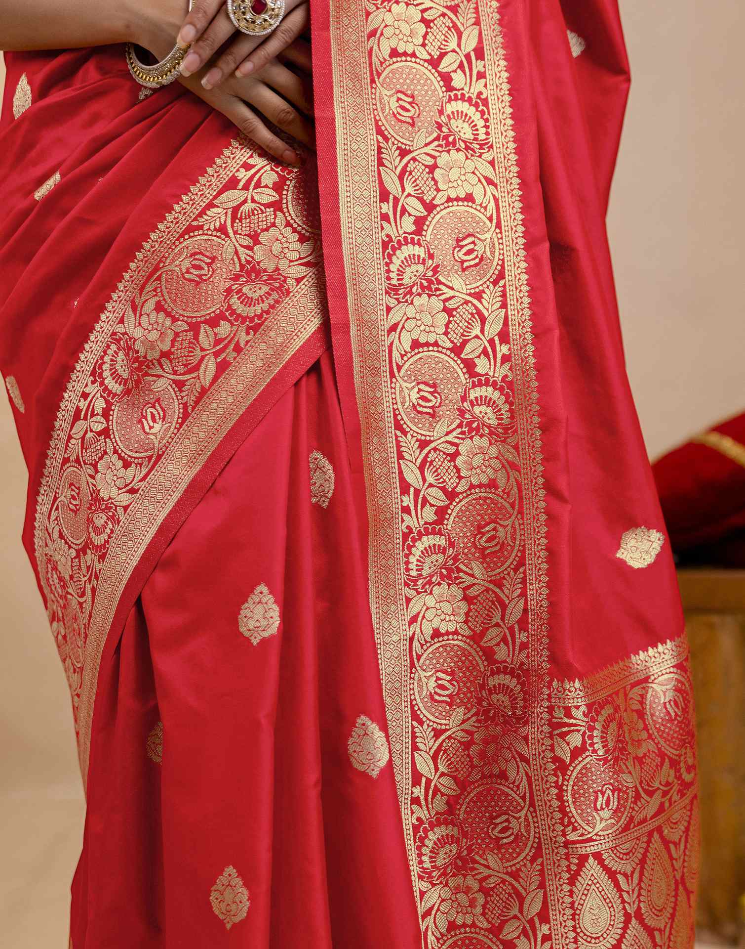 Red Silk Woven Banarasi Saree
