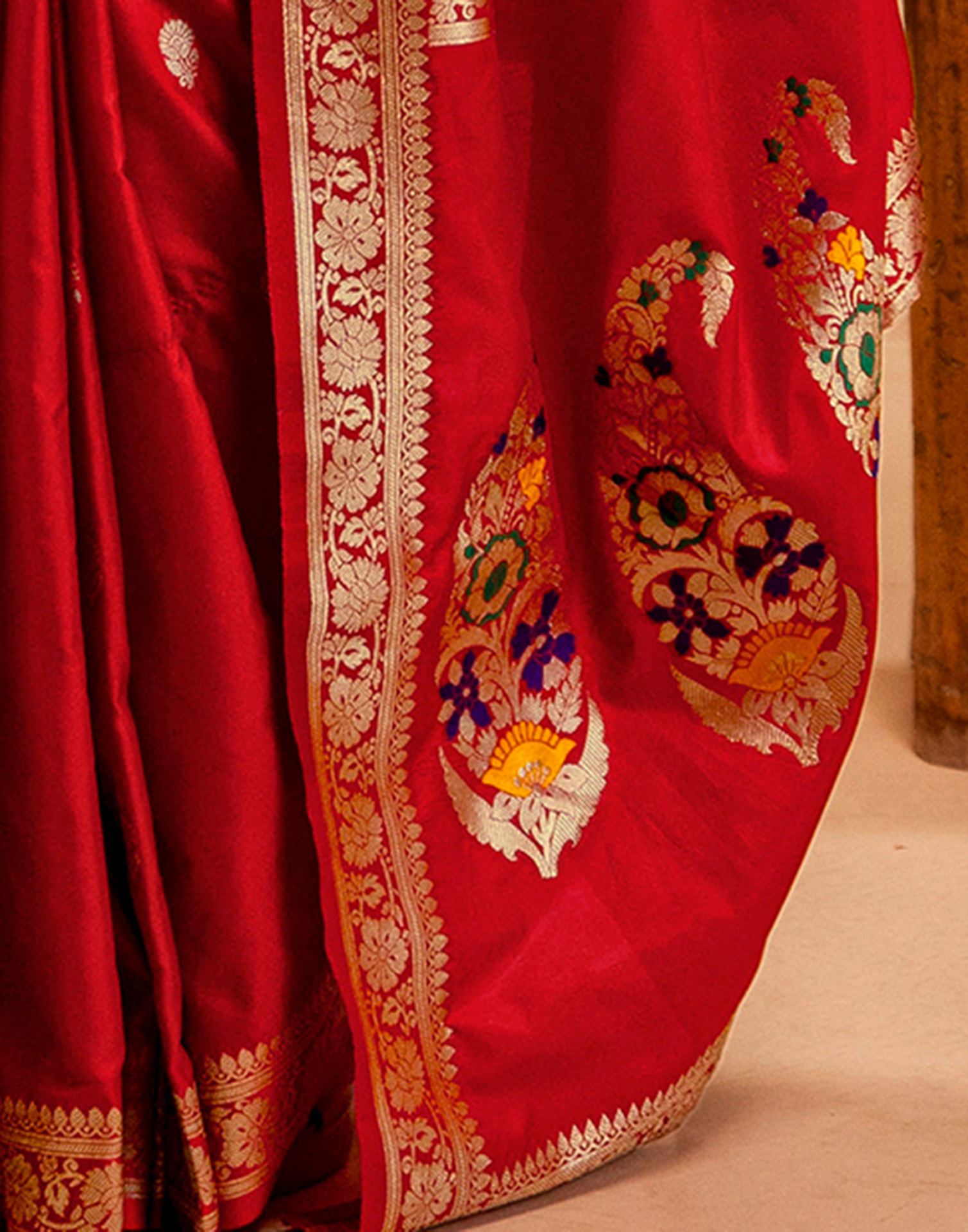 Red Silk Woven Banarasi Saree