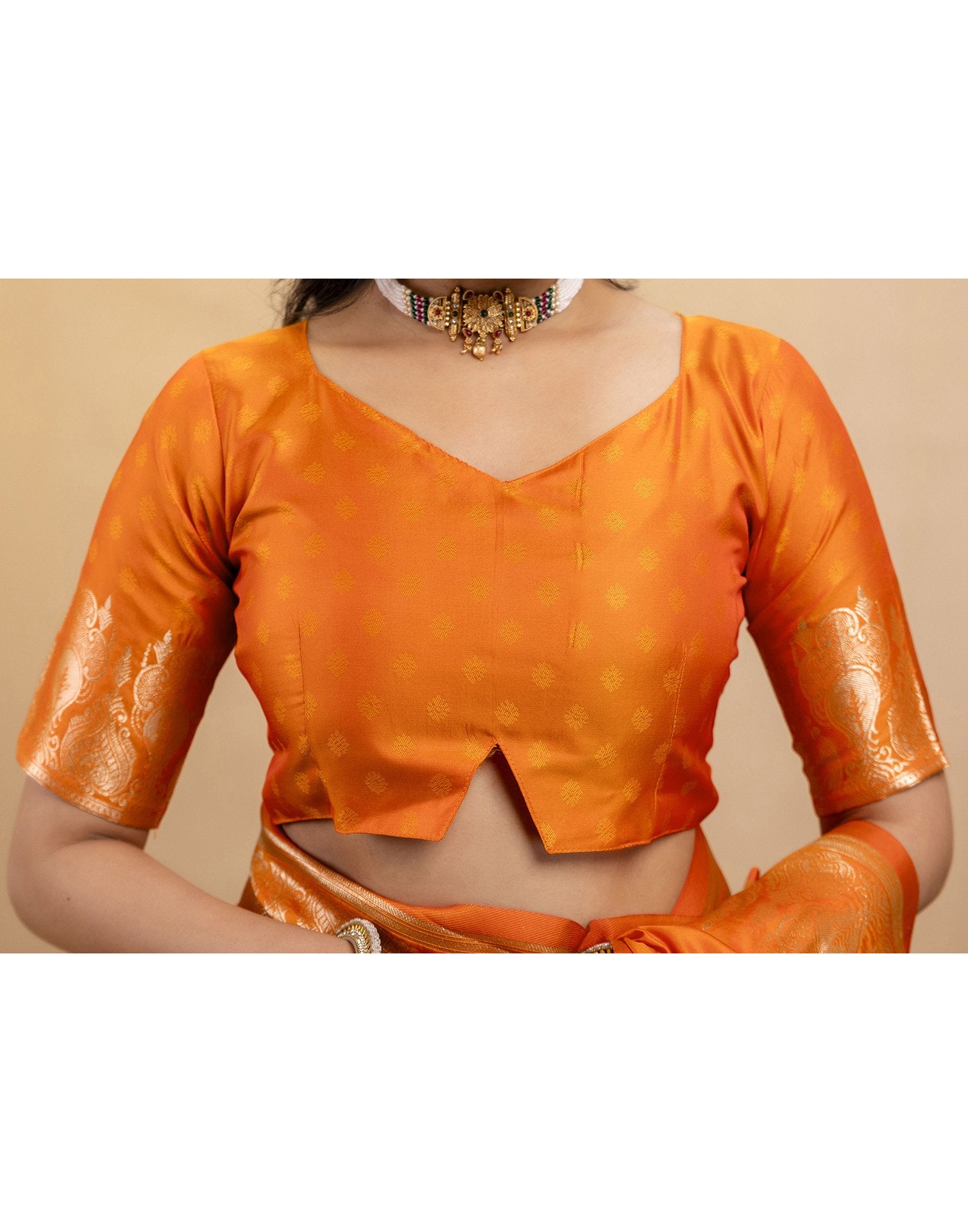 Orange Silk Woven Banarasi Saree
