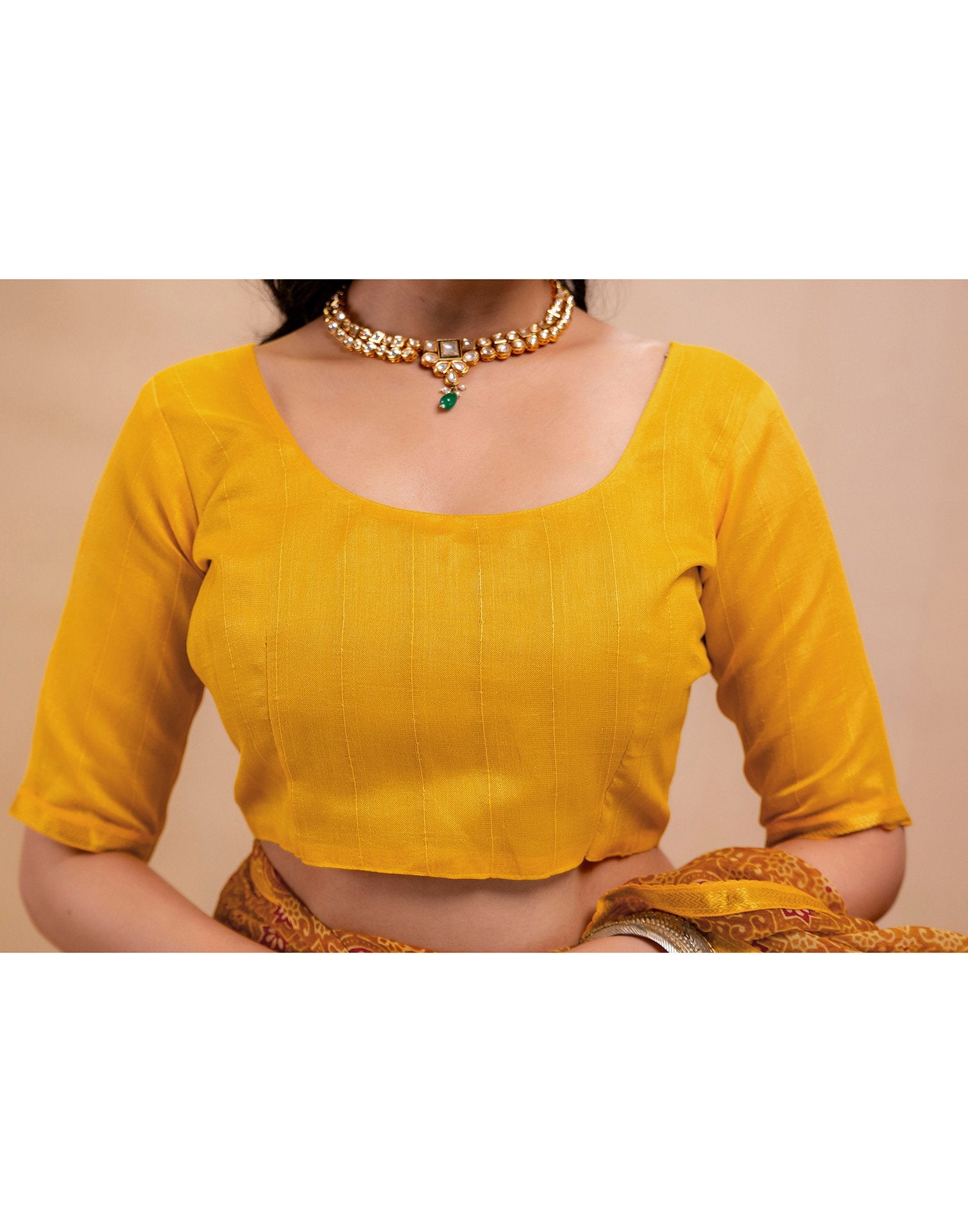 Dark Mustard Yellow Chiffon Printed Saree
