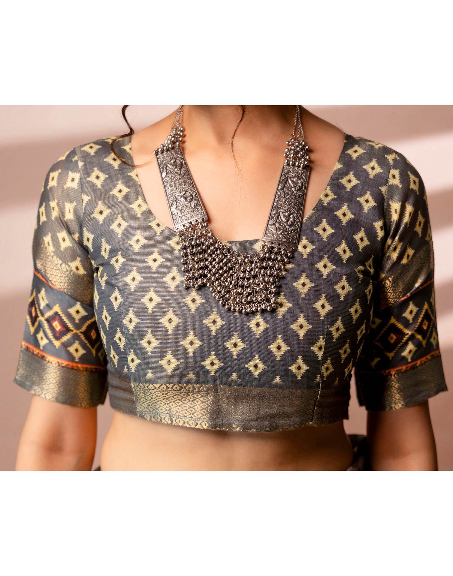 Off White Cotton Silk Printed Woven Border Saree