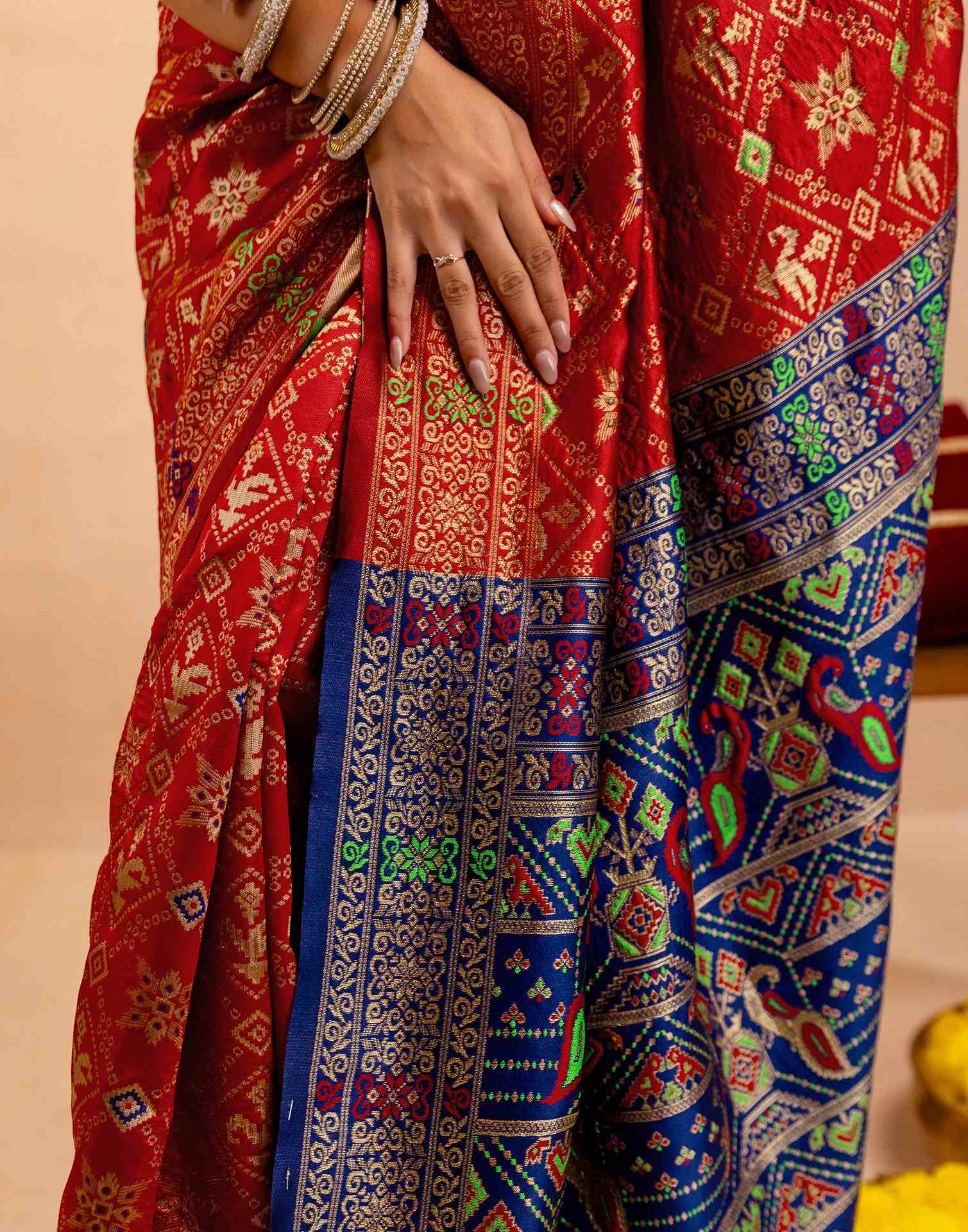 Maroon Silk Woven Patola Saree