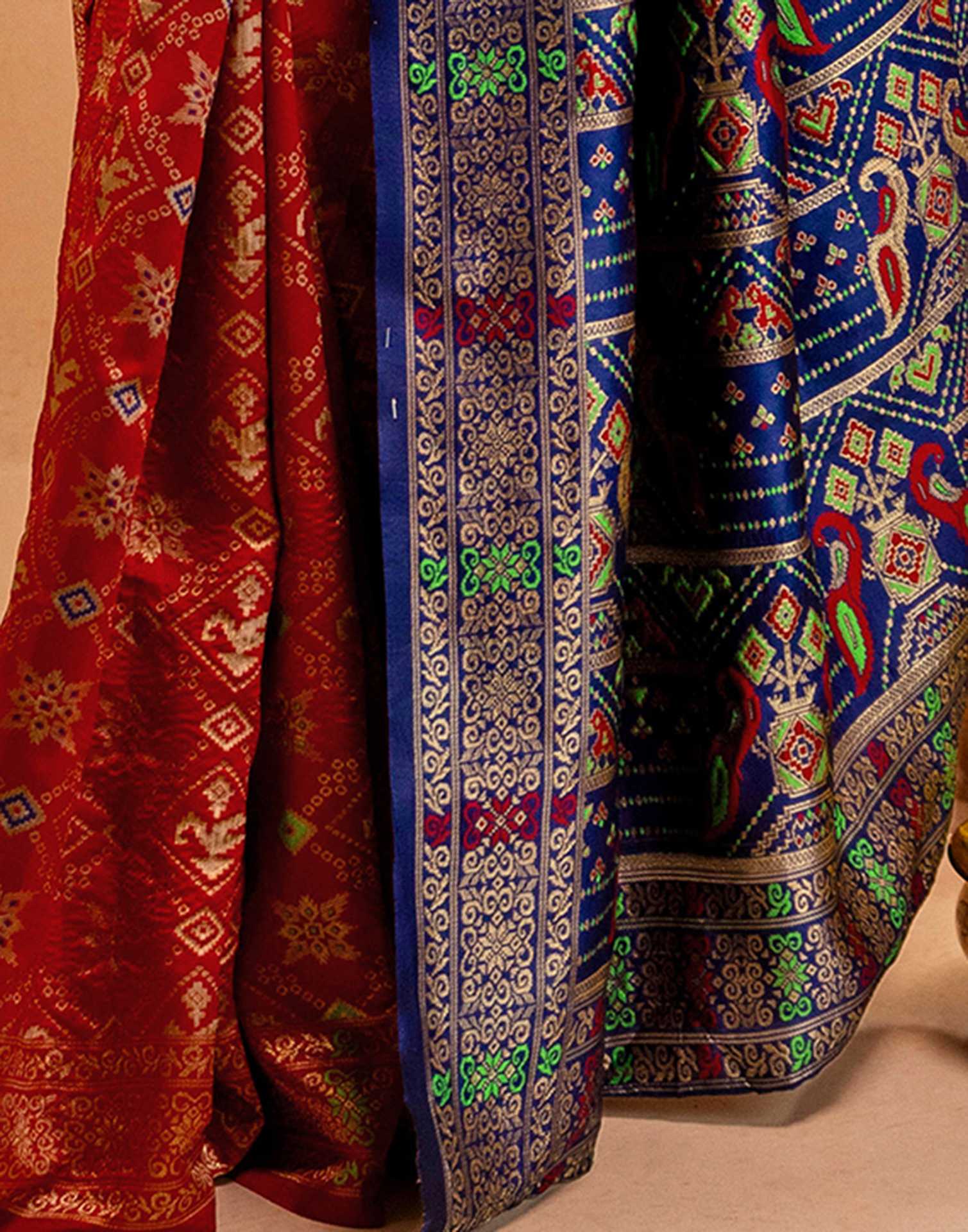 Maroon Silk Woven Patola Saree