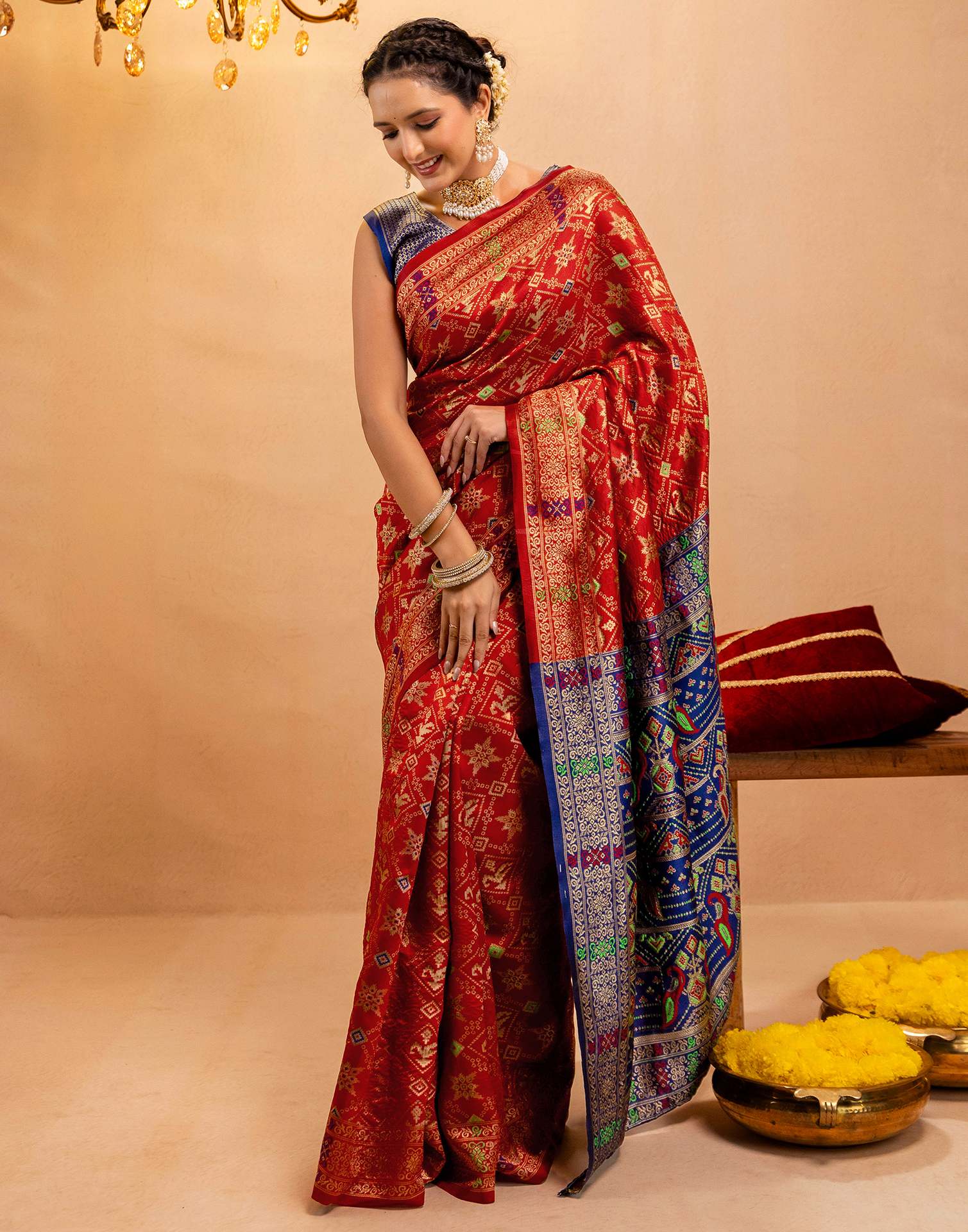 Maroon Silk Woven Patola Saree
