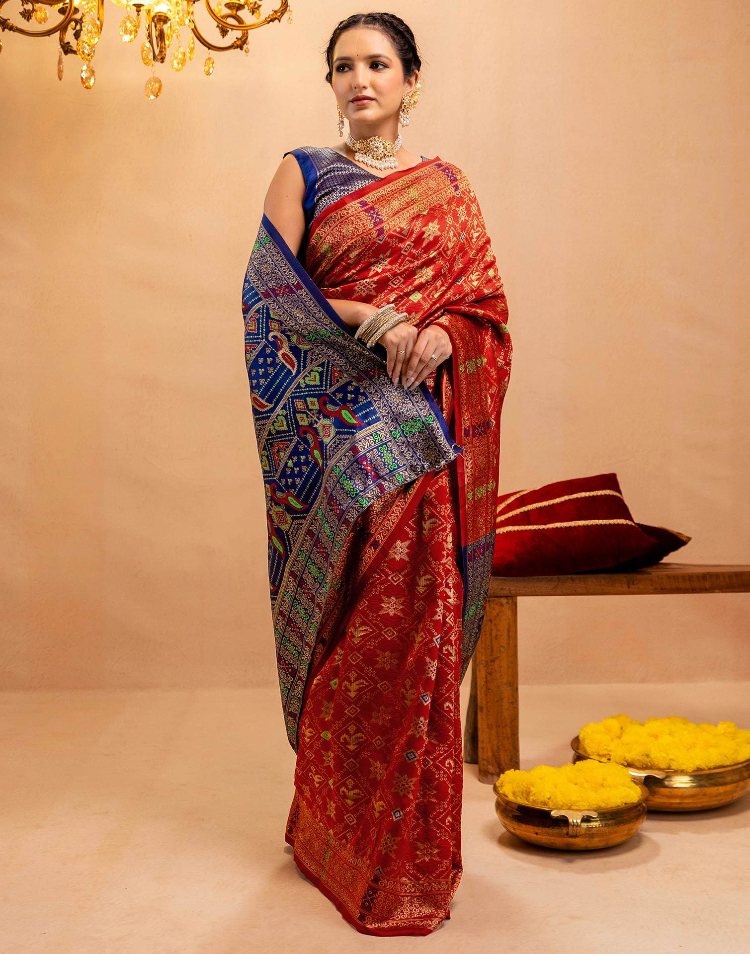 Maroon Silk Woven Patola Saree
