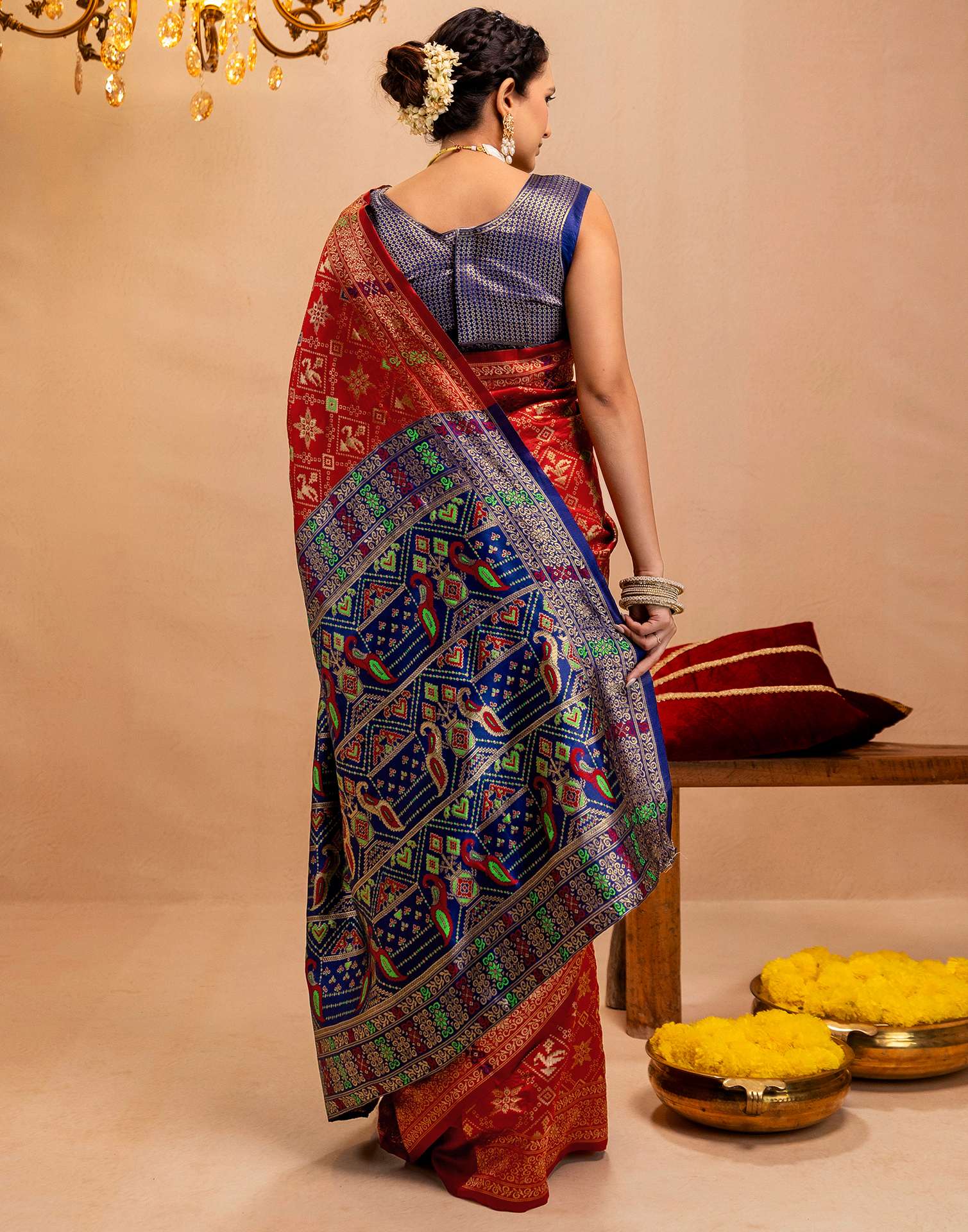 Maroon Silk Woven Patola Saree