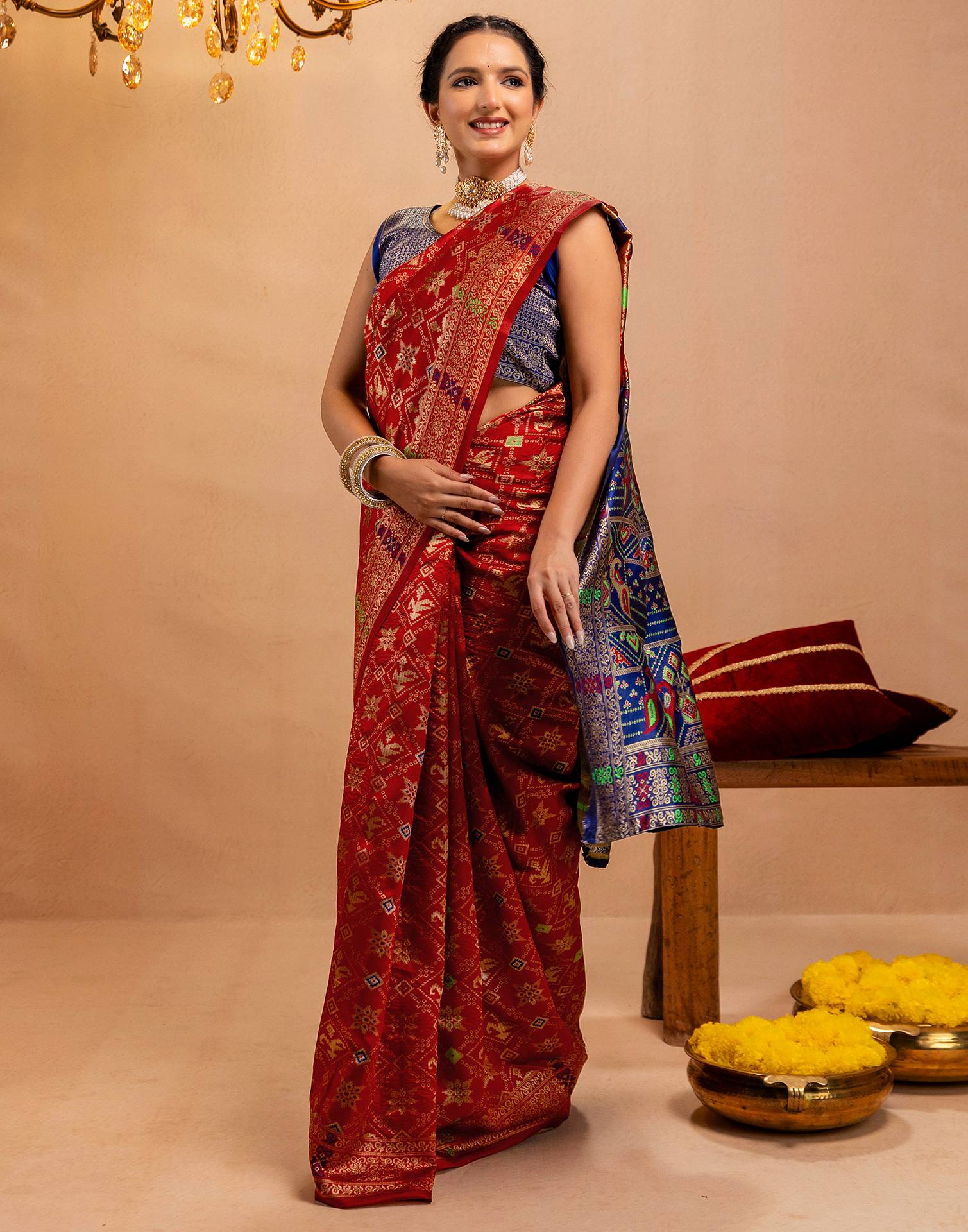 Maroon Silk Woven Patola Saree