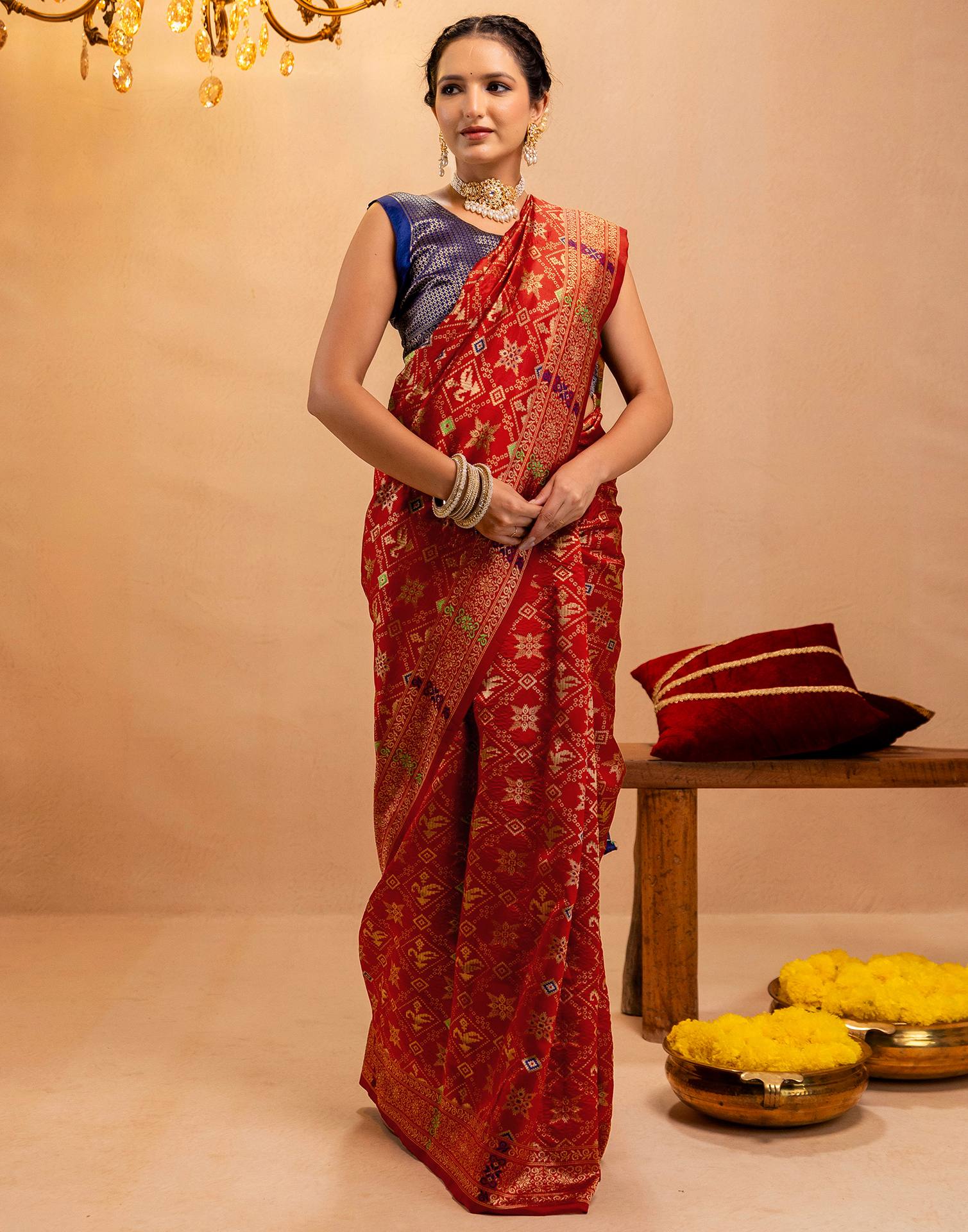Maroon Silk Woven Patola Saree