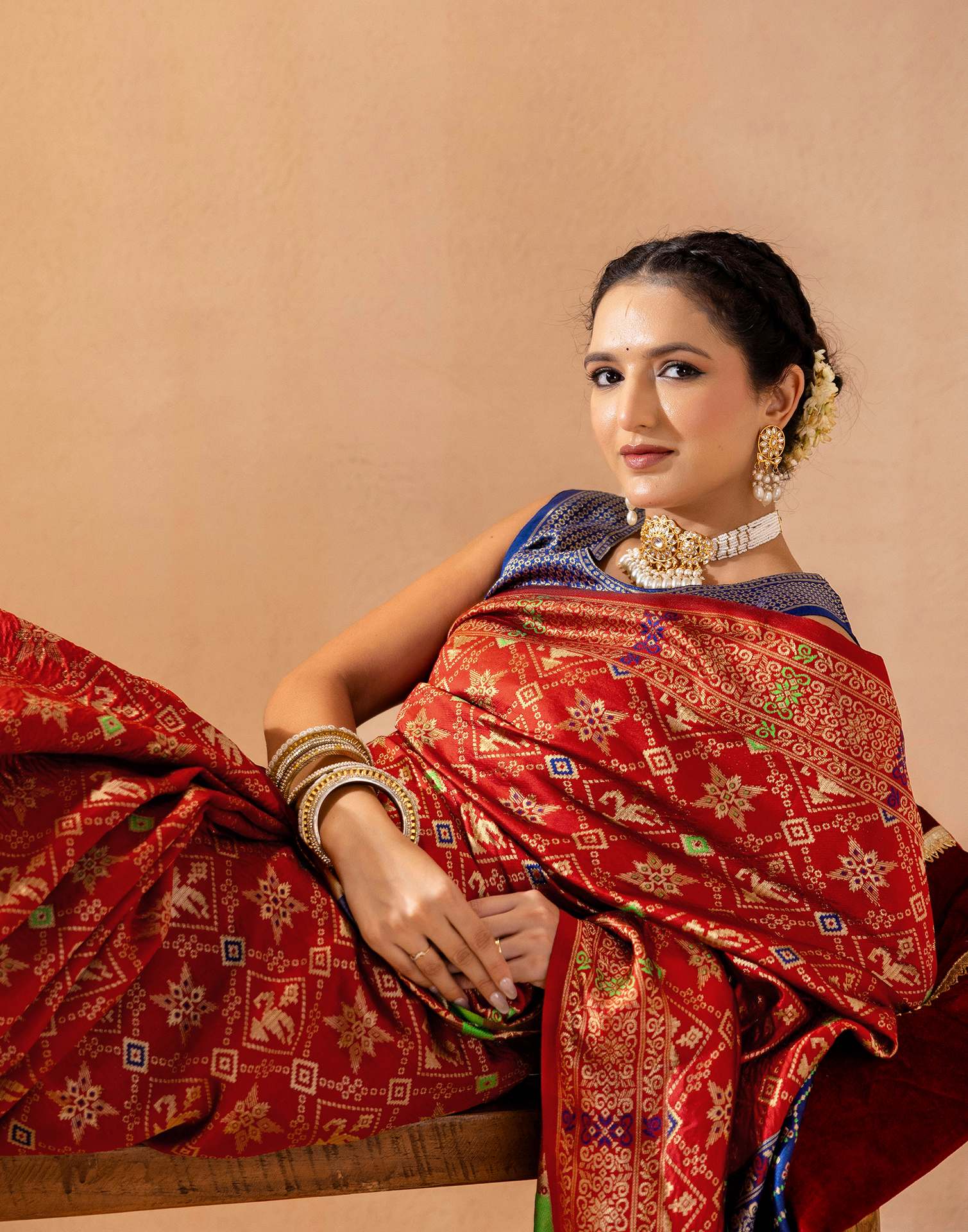 Maroon Silk Woven Patola Saree