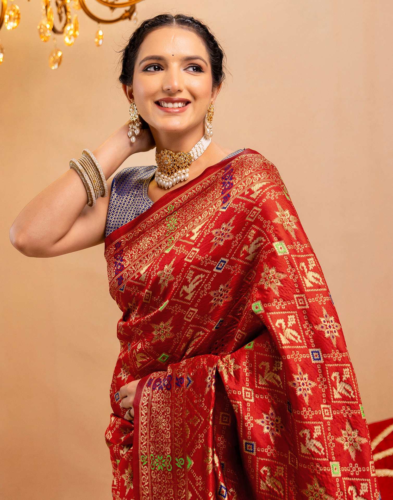 Maroon Silk Woven Patola Saree