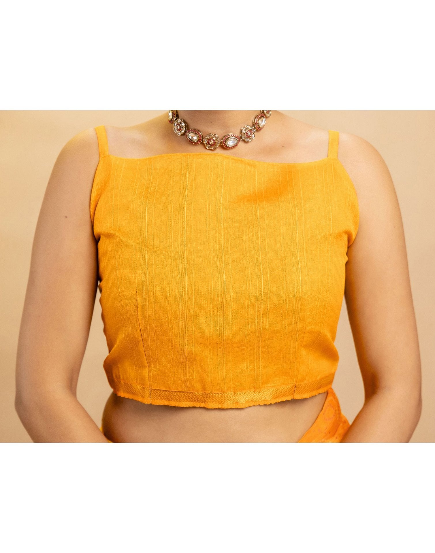 Yellow Chiffon Mirror Work Bandhani Printed Saree