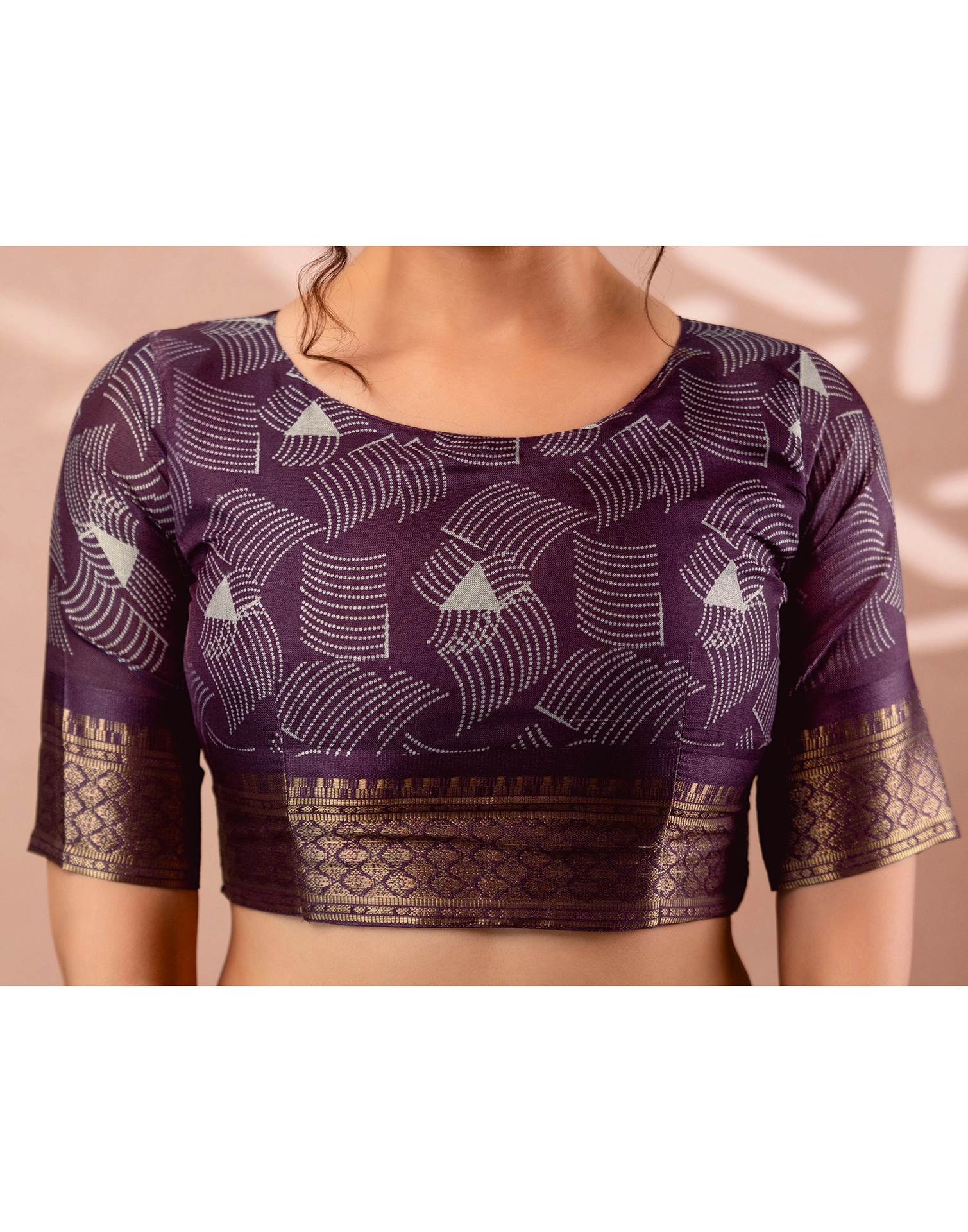 Dark Grey Silk Printed Woven Border Saree