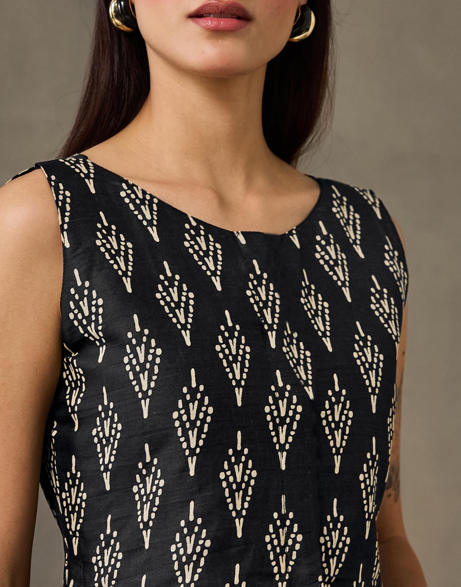 Dark Grey Cotton Printed Kalamkari Saree