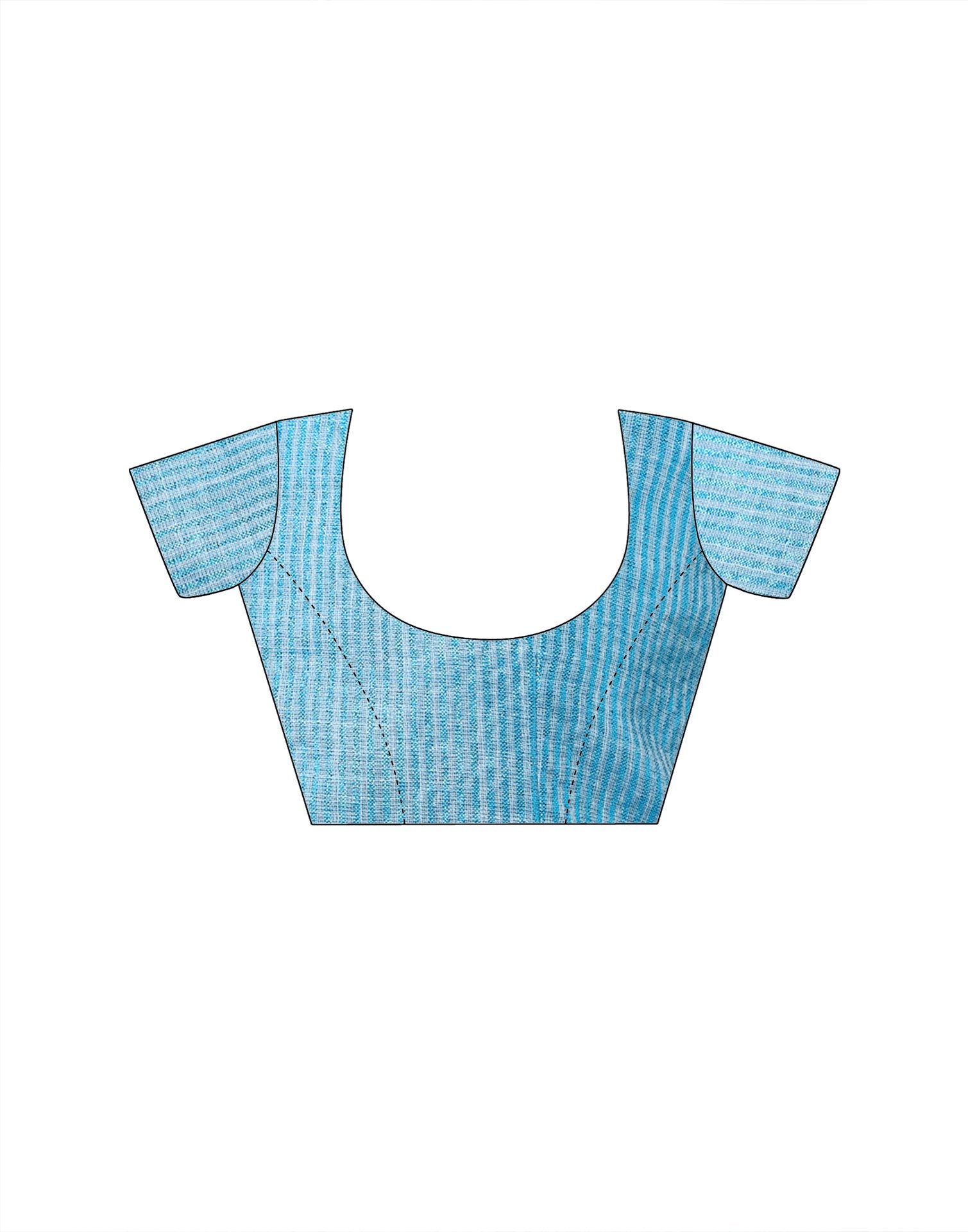 Light Blue Linen Woven Zari Stripe Saree