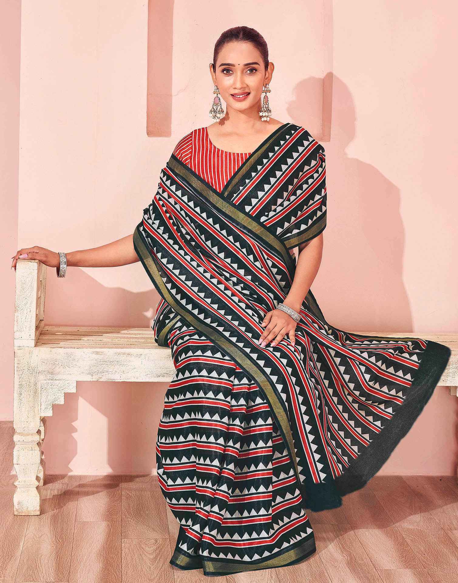 Black Silk Printed Saree