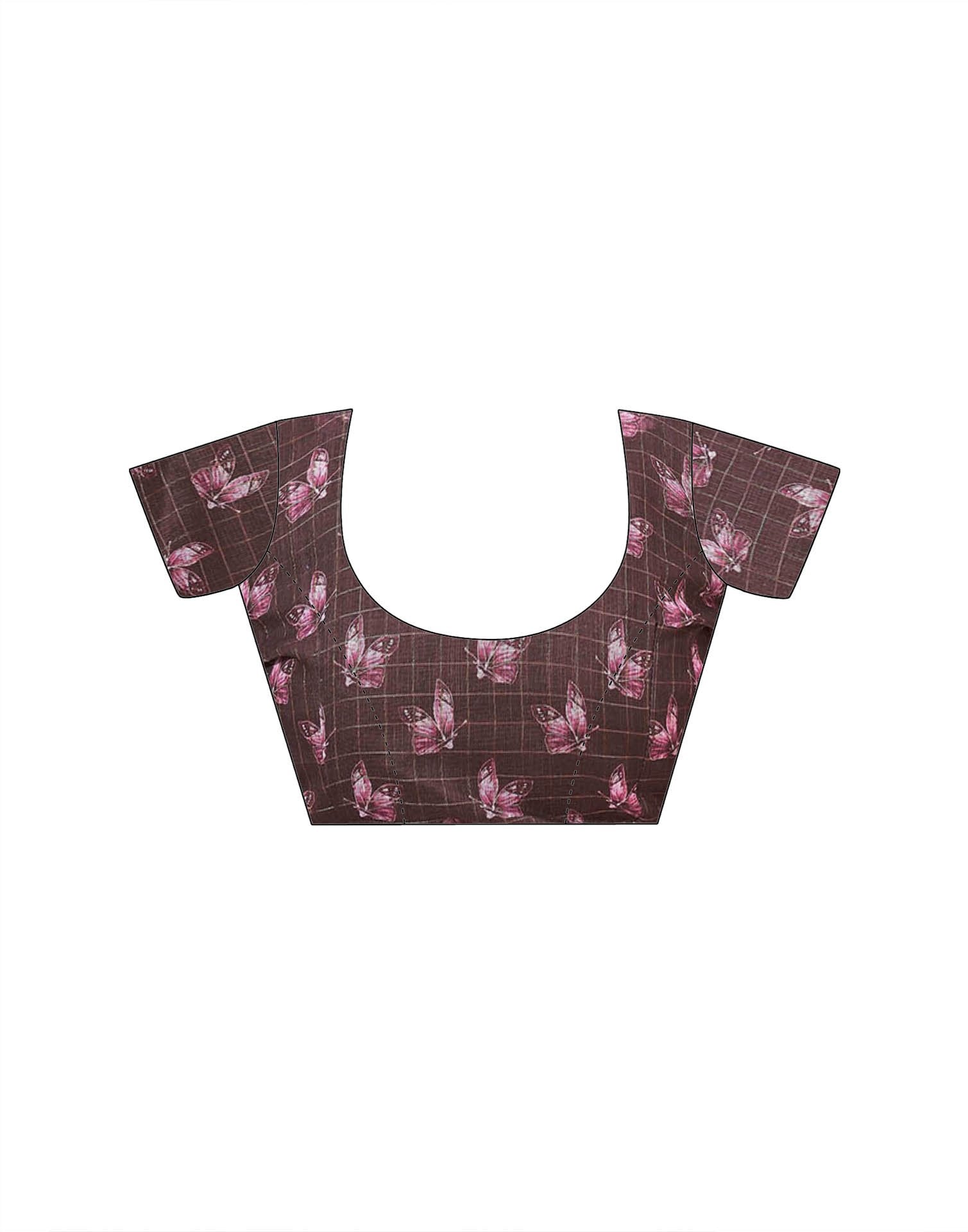 Magenta Linen Floral Printed Saree