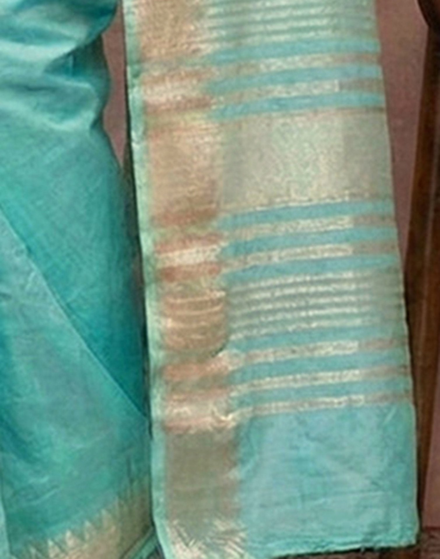 Turquoise Cotton Silk Woven Border Saree