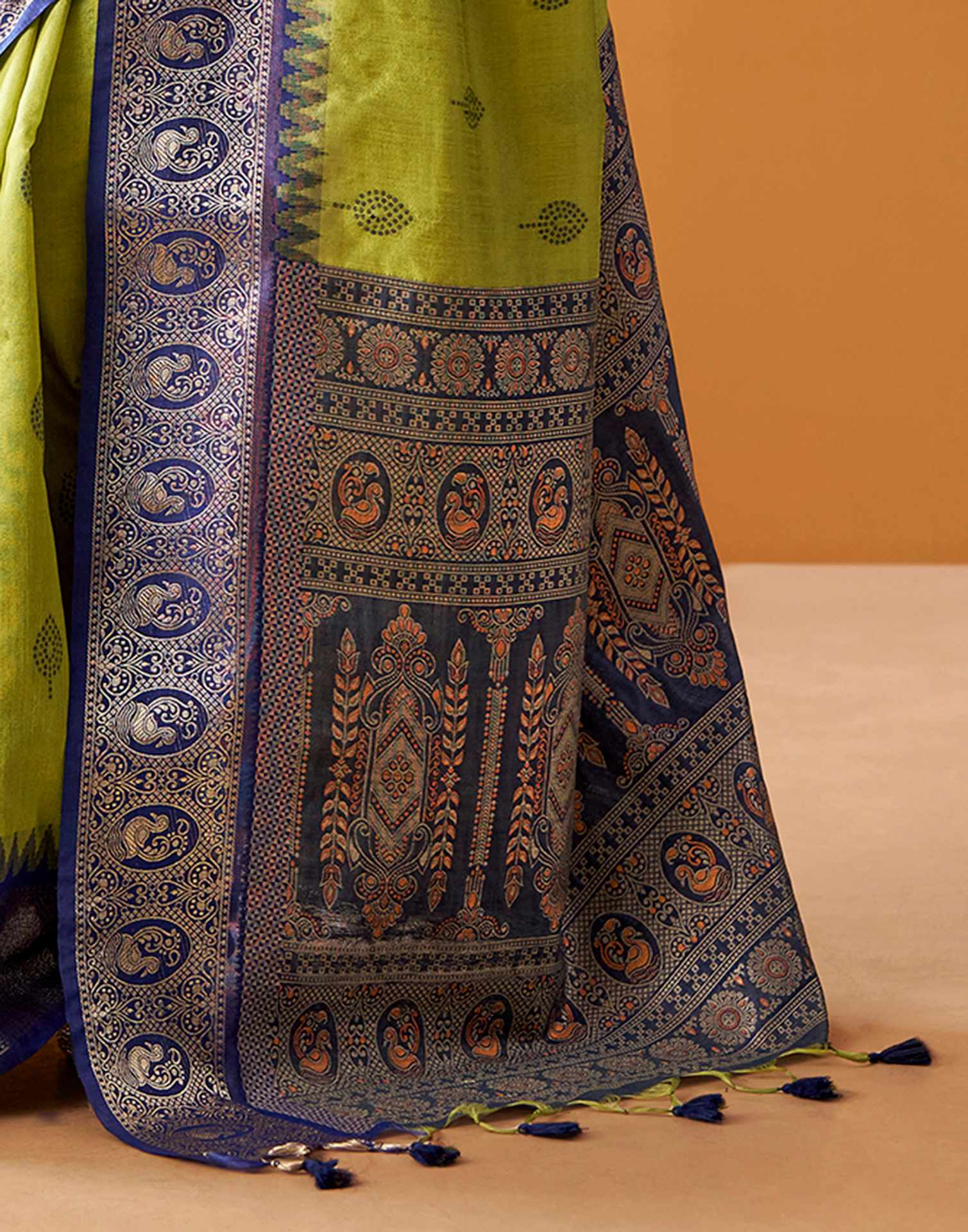 Lime Green Silk Woven Kanjivaram Saree
