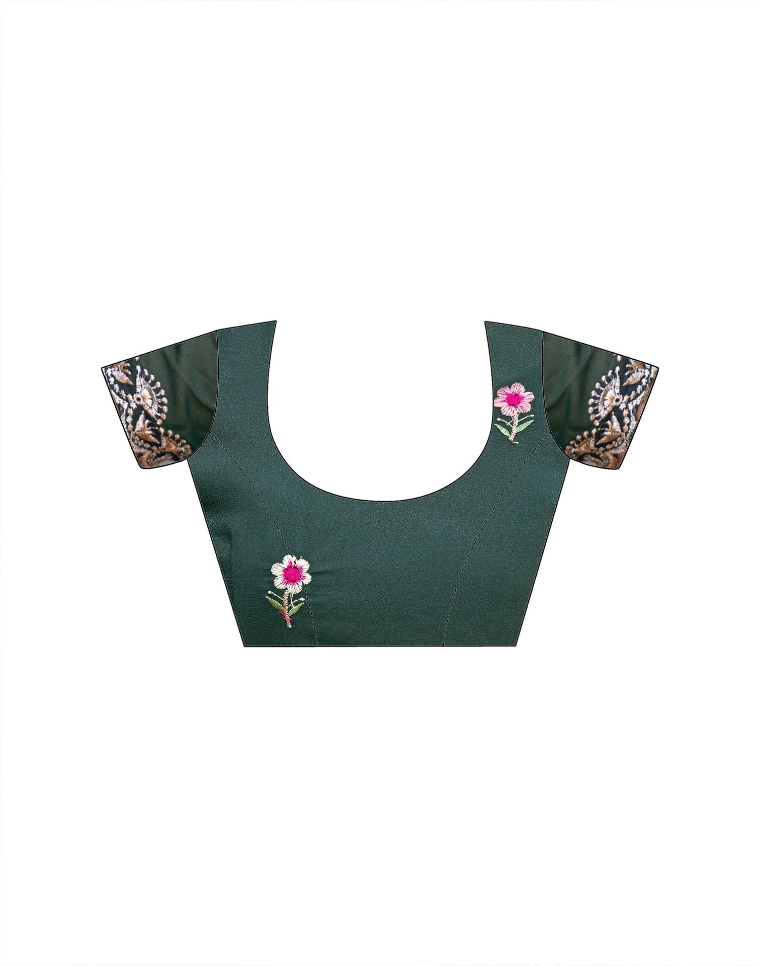 Dark Green Shimmer Georgette Embroidery Saree
