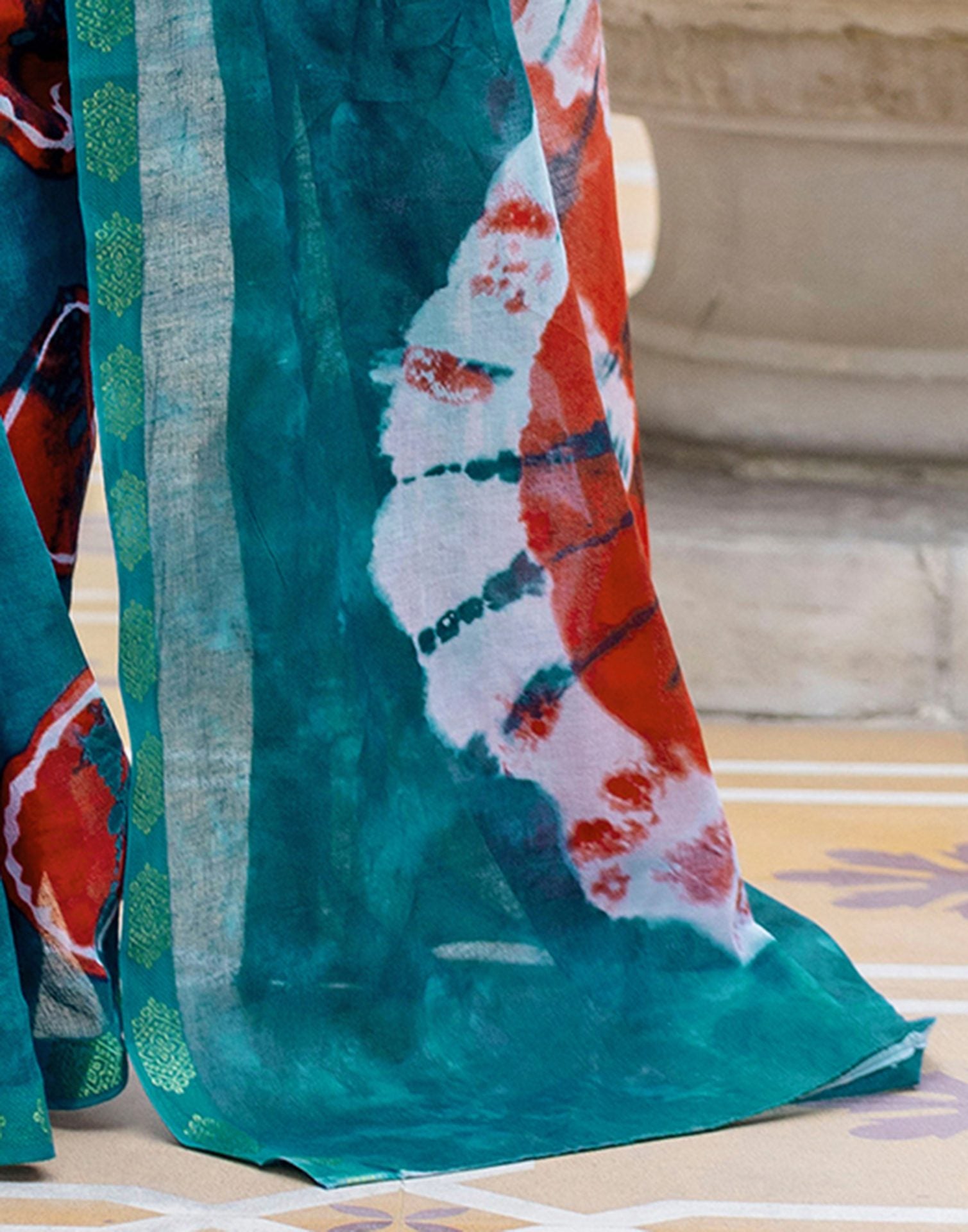 Brown Cotton Printed Woven Border Saree