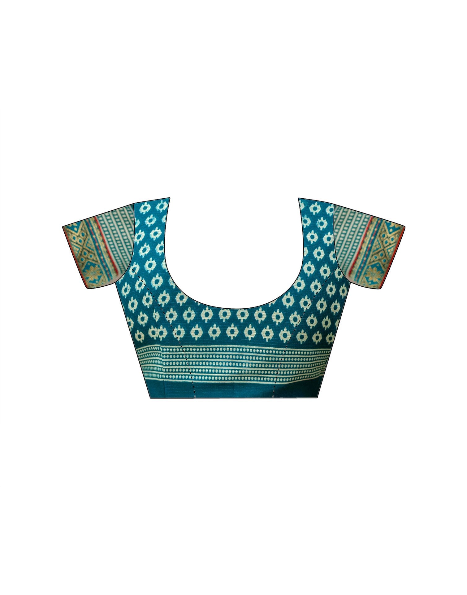 Rama Green Georgette Printed Lace Saree