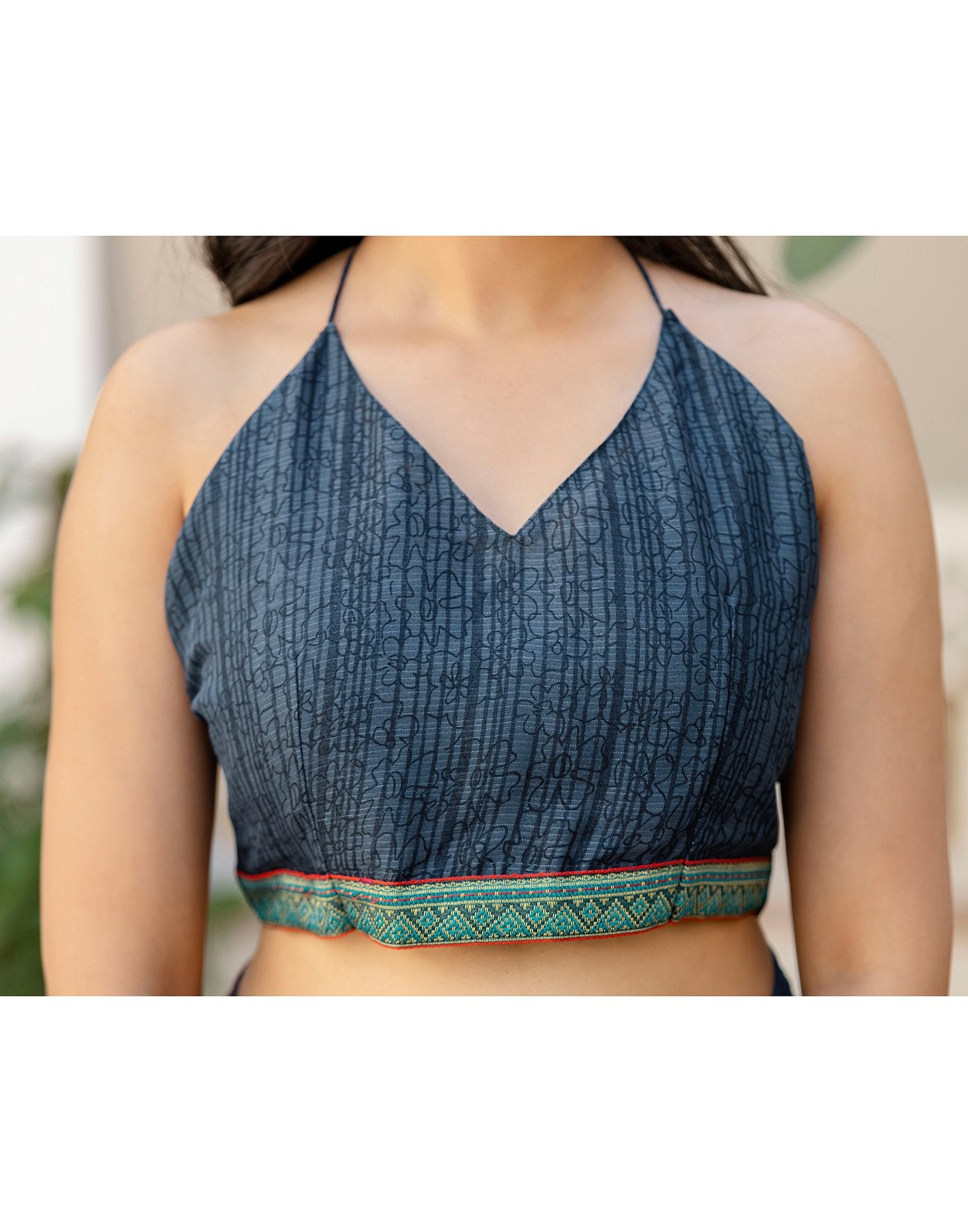 Grey Georgette Printed Lace Saree