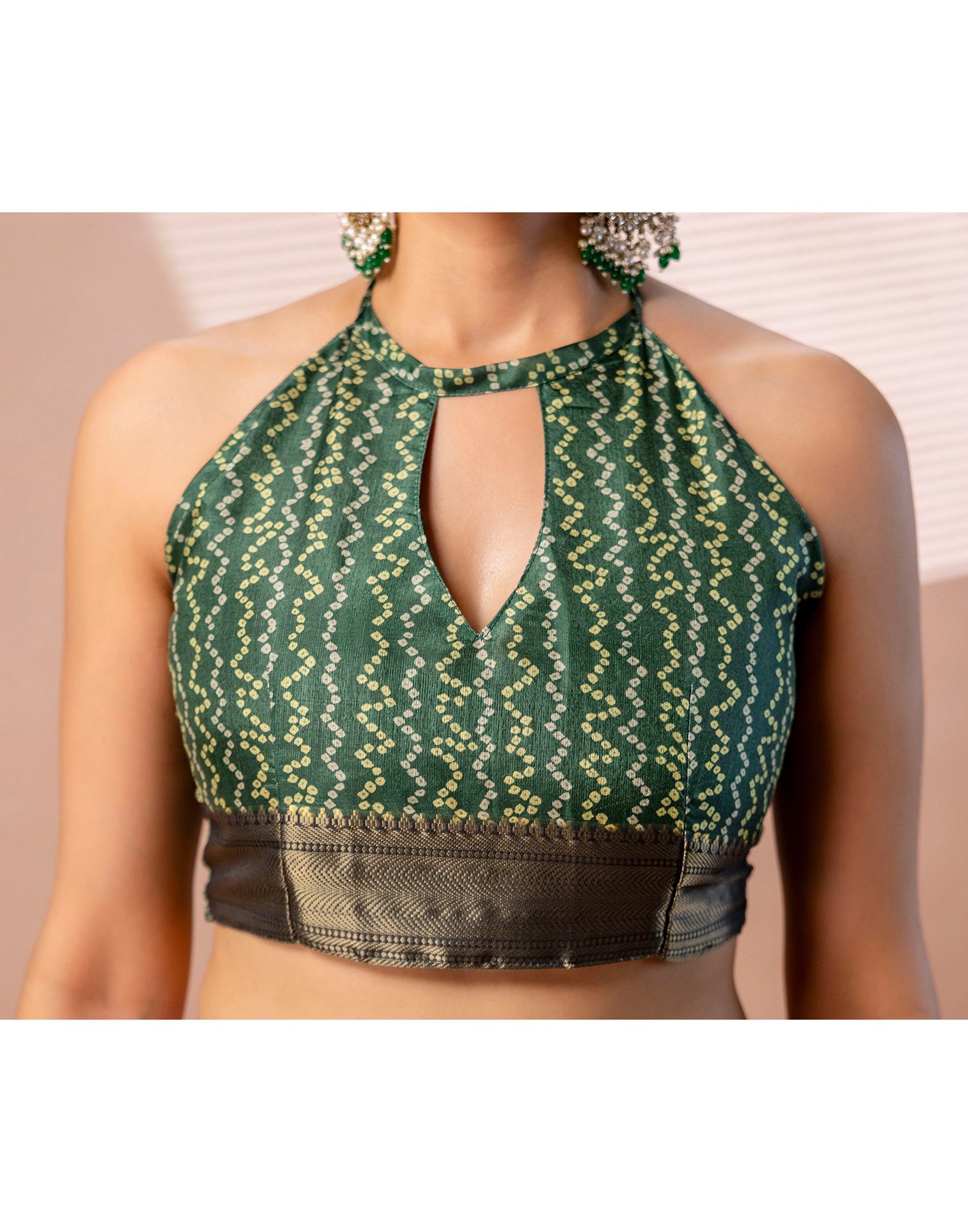 Dark Green Silk Woven Border Kalamkari Saree