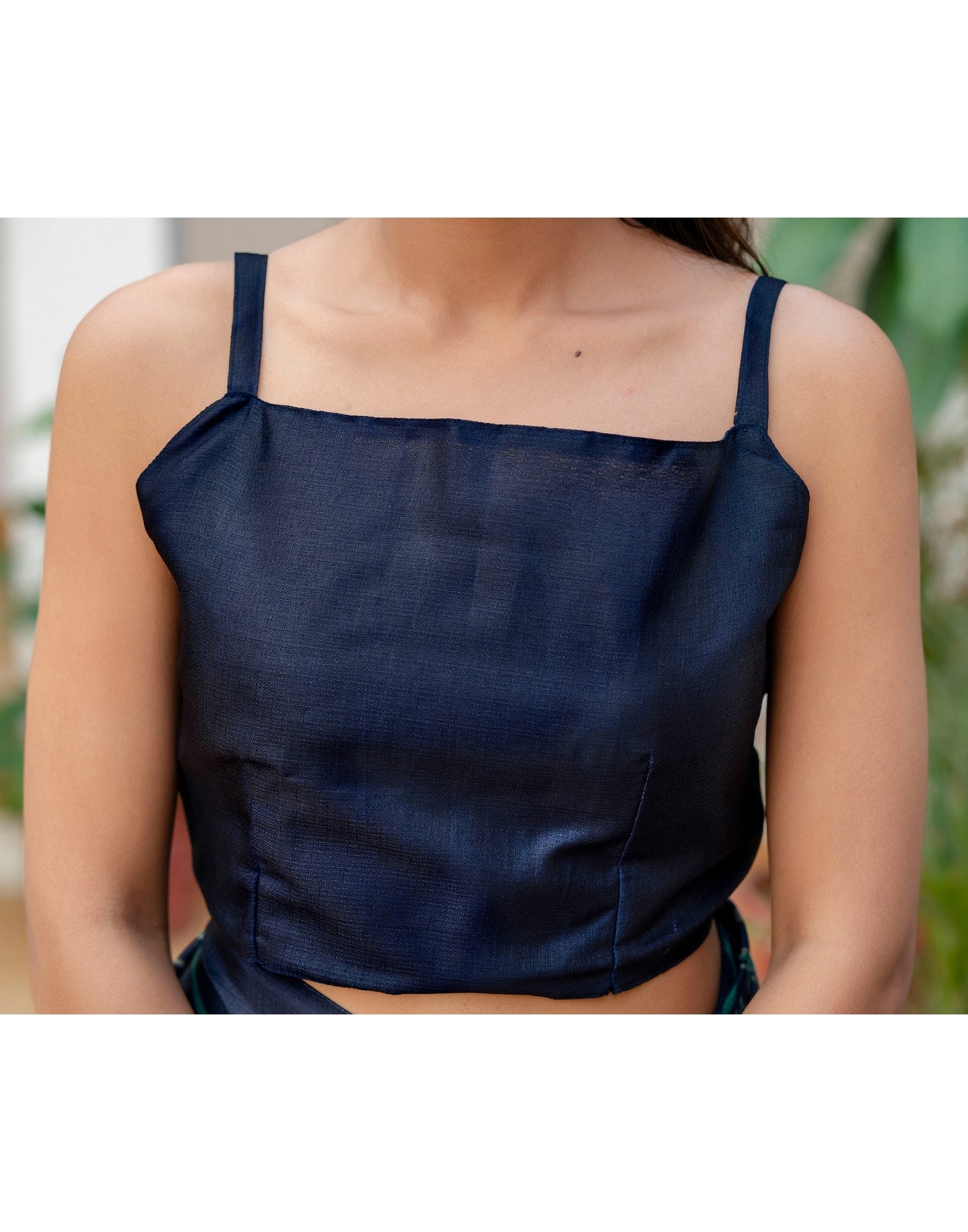 Navy Blue Khadi Ikkat Printed Saree