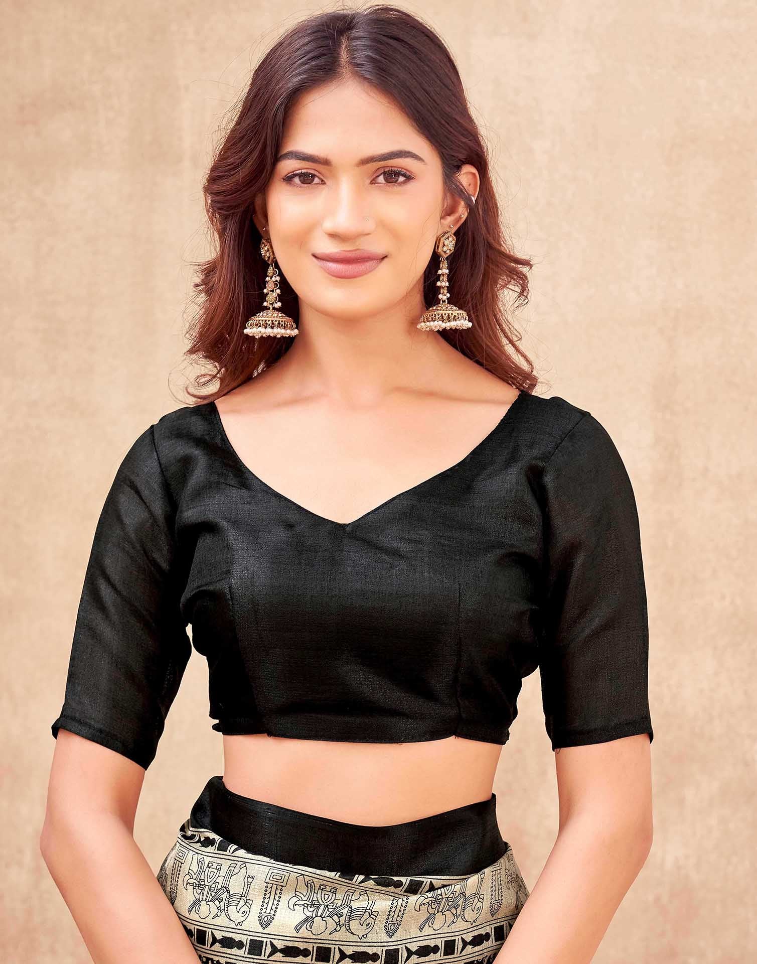 Black Khadi Printed Kalamkari Saree