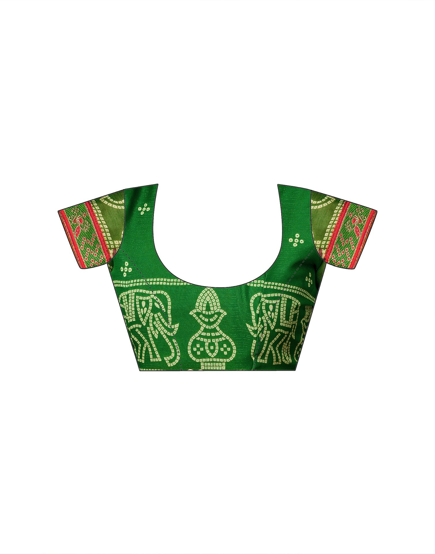 Green Georgette Bandhani Printed Lace Saree