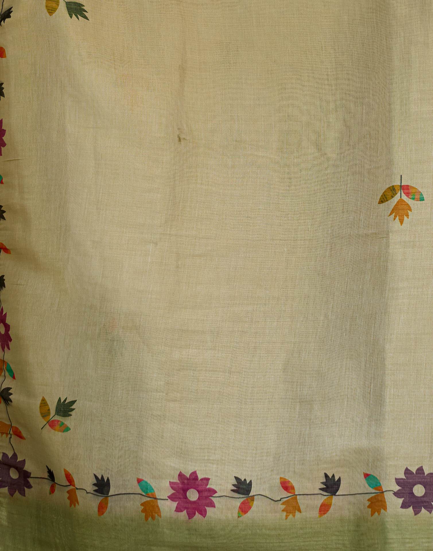 Beige Shimmer Silk Printed Saree
