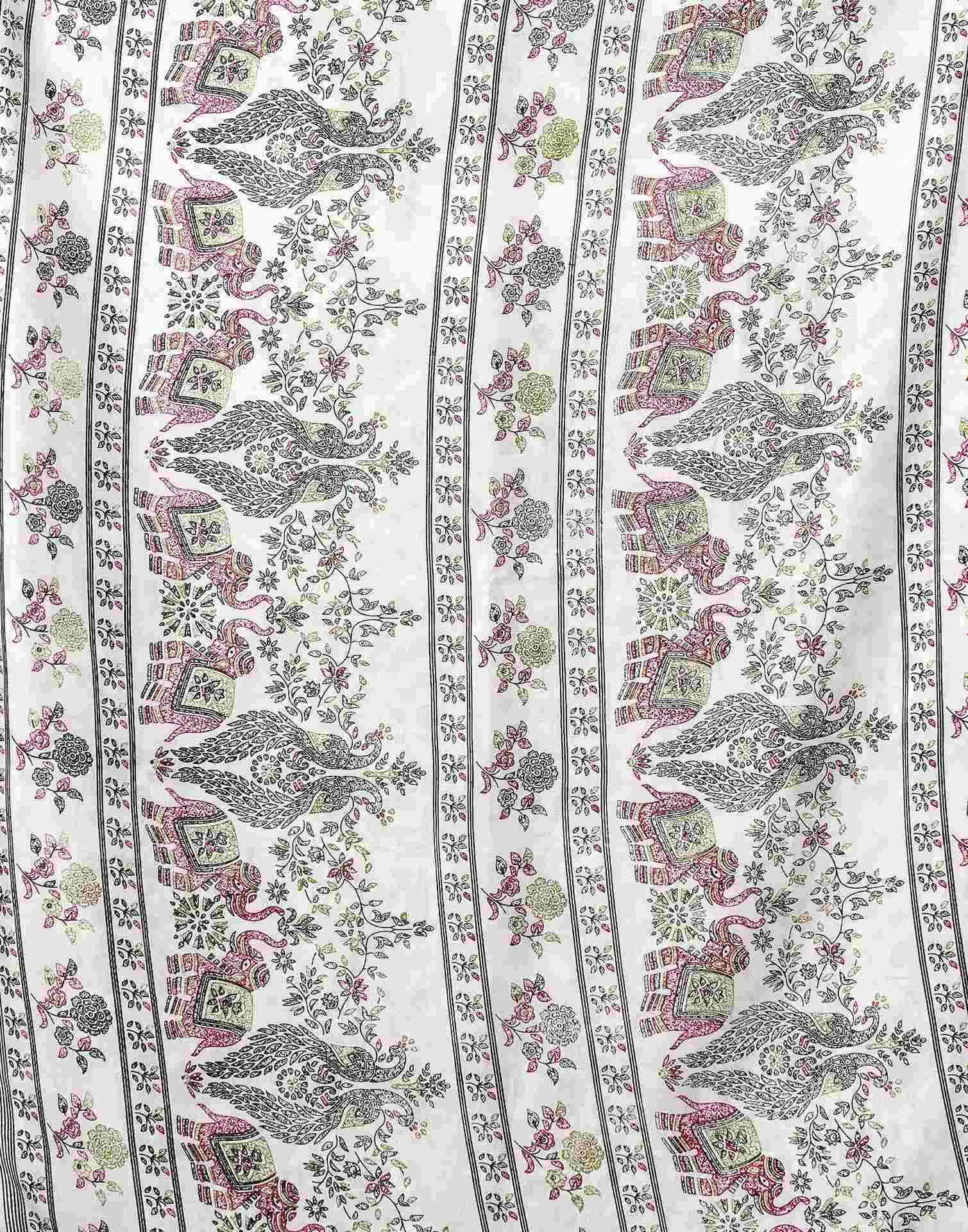 White Silk Printed Saree