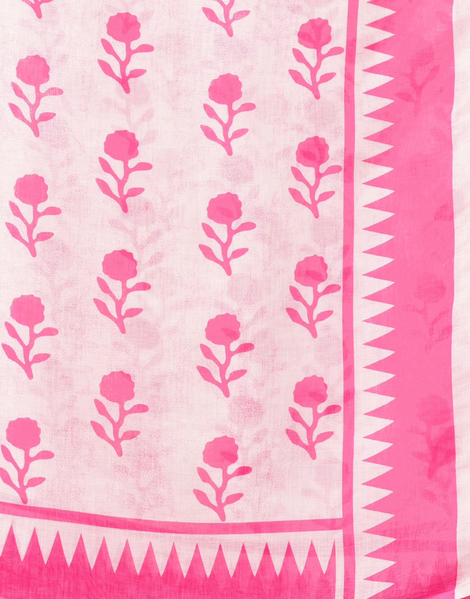 White Linen Floral Printed Saree