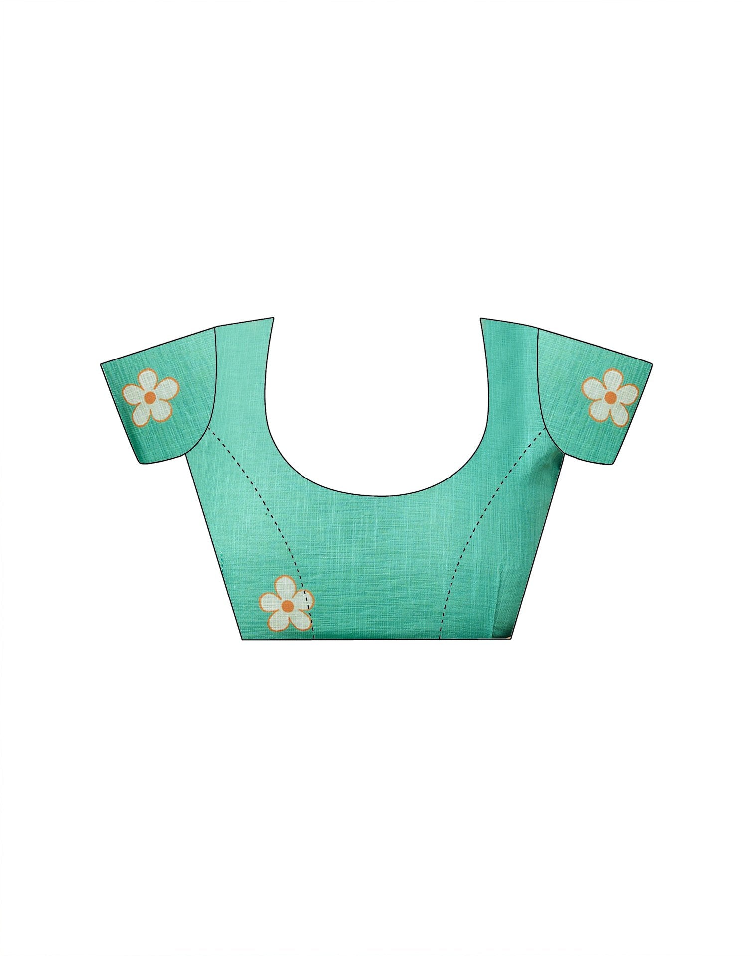 Green Linen Floral Printed Saree