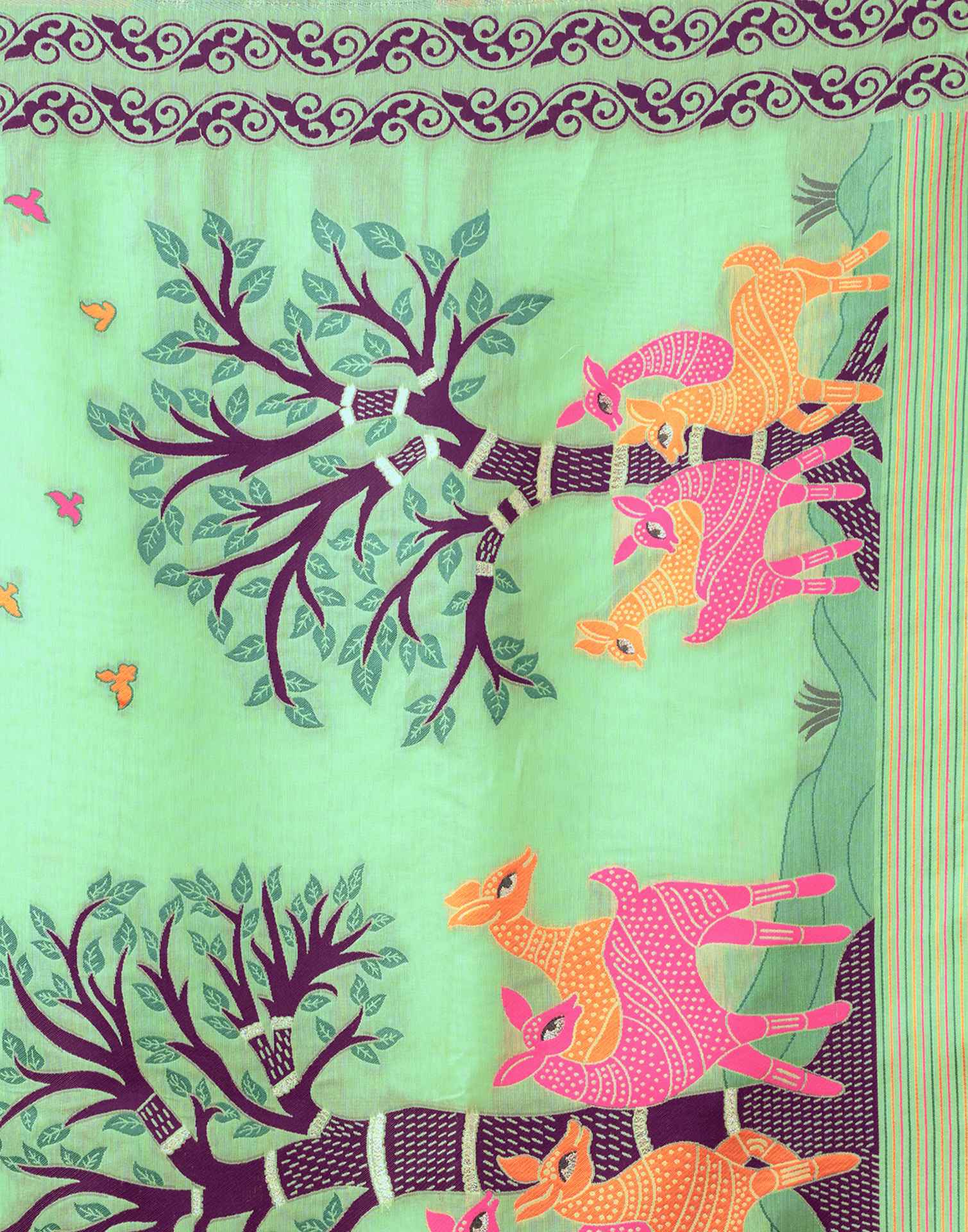 Light Green Chanderi Woven Saree