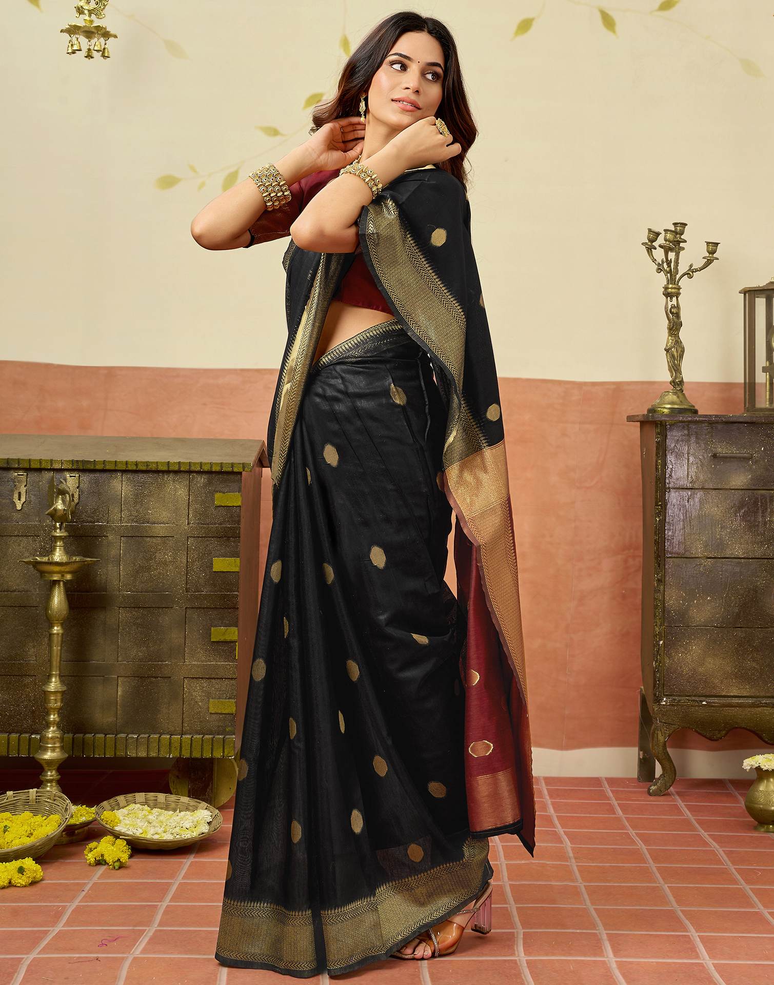 Black Silk Woven Saree