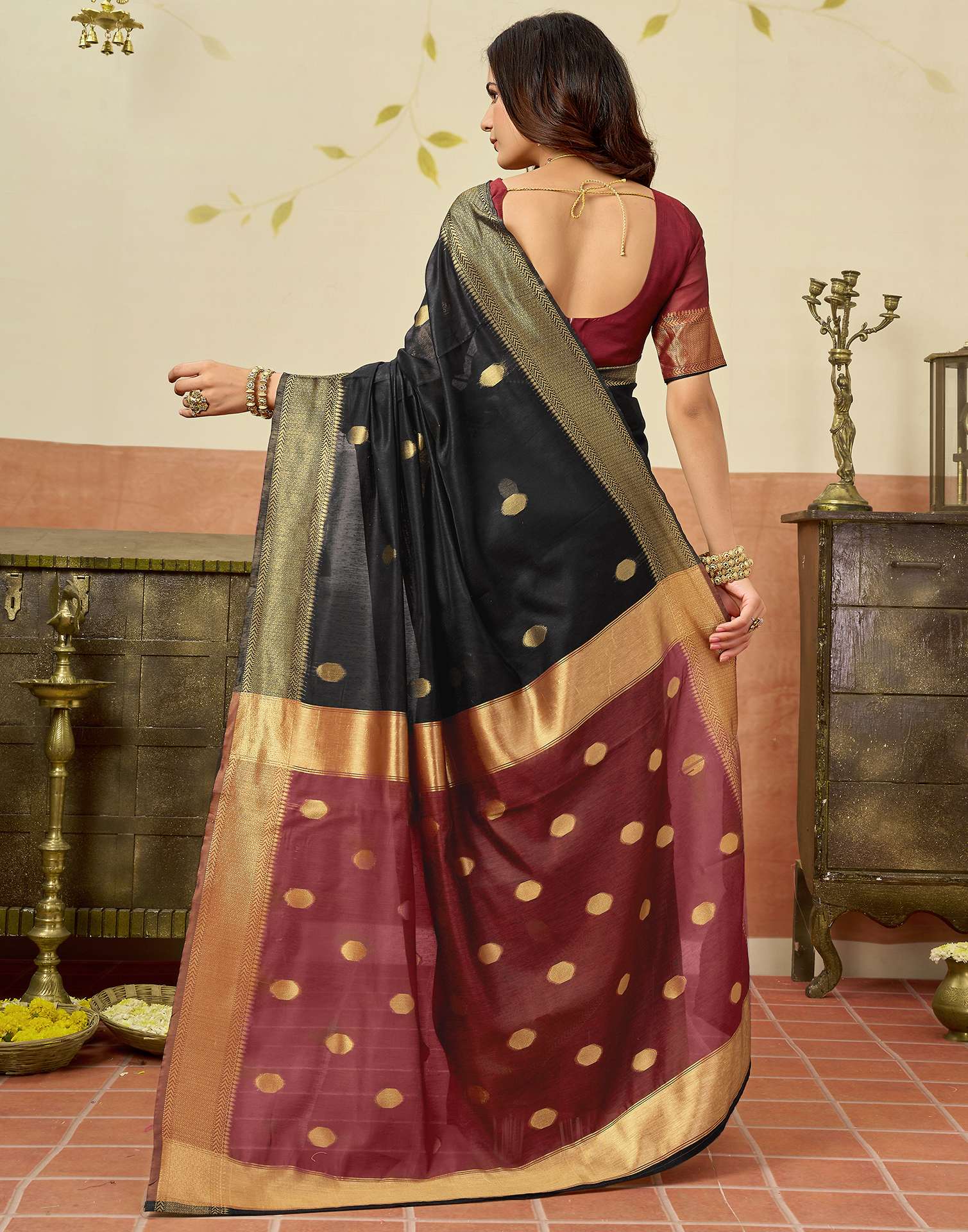 Black Silk Woven Saree